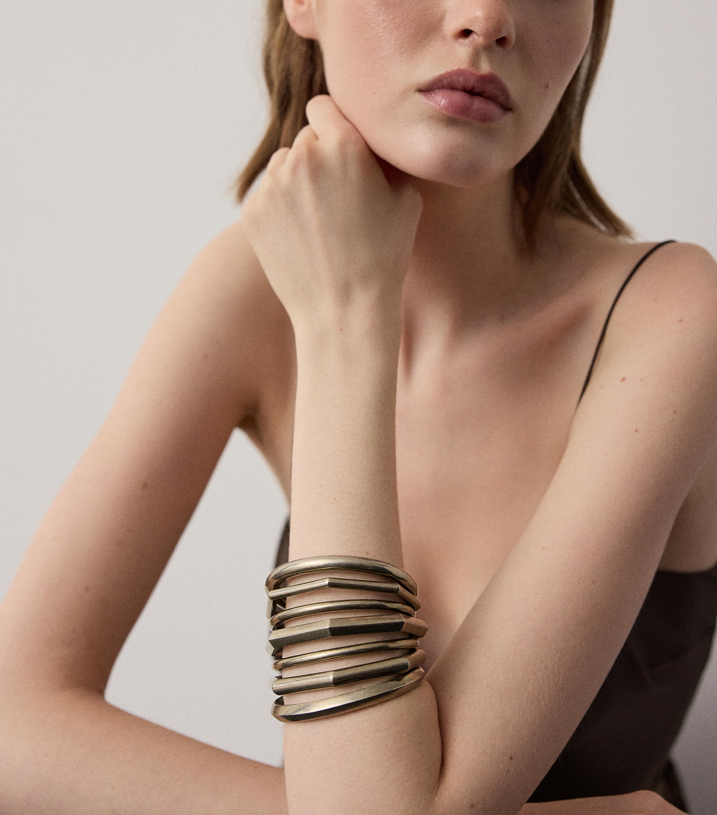 Ralph Lauren Collection Brass Orbit Cuff Antique Silver Vinta Image 3
