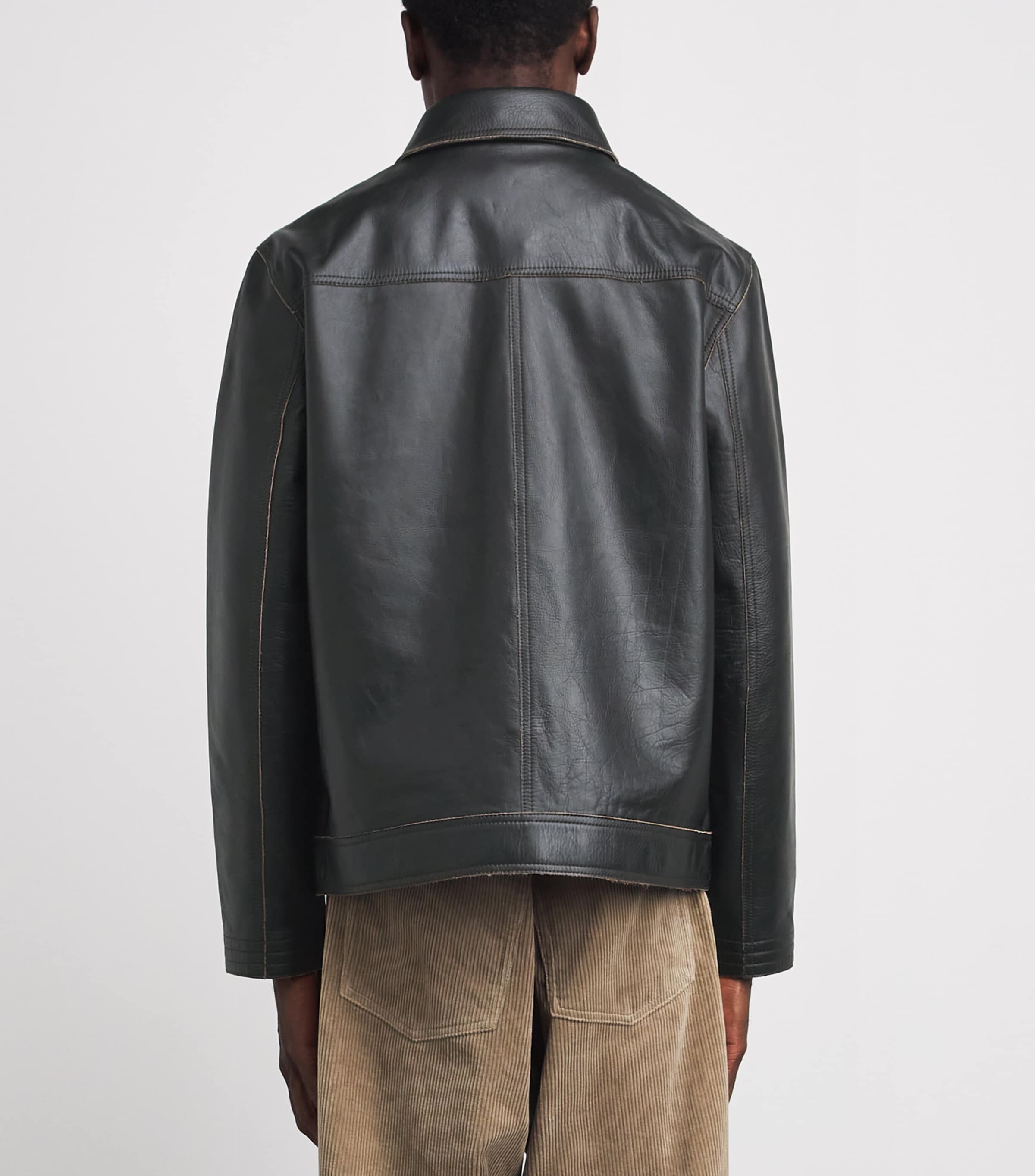 Oliver Spencer Mens Hardwick Leather Jacket Black Image 5