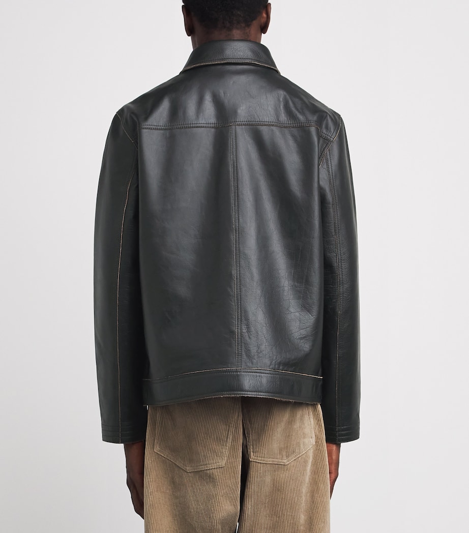 Oliver Spencer Mens Hardwick Leather Jacket Black Image 5