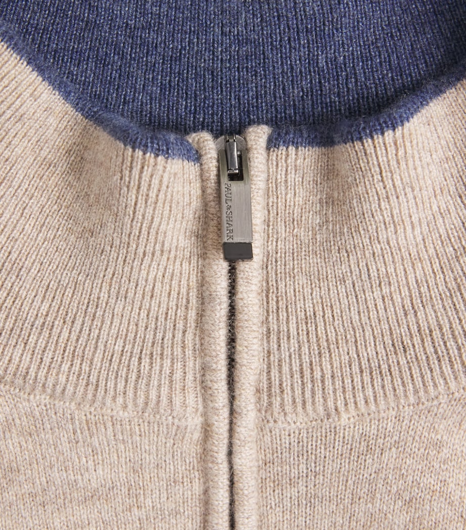 Paul & Shark Mens Cashmere Quarter-Zip Sweater Dove Grey Image 6