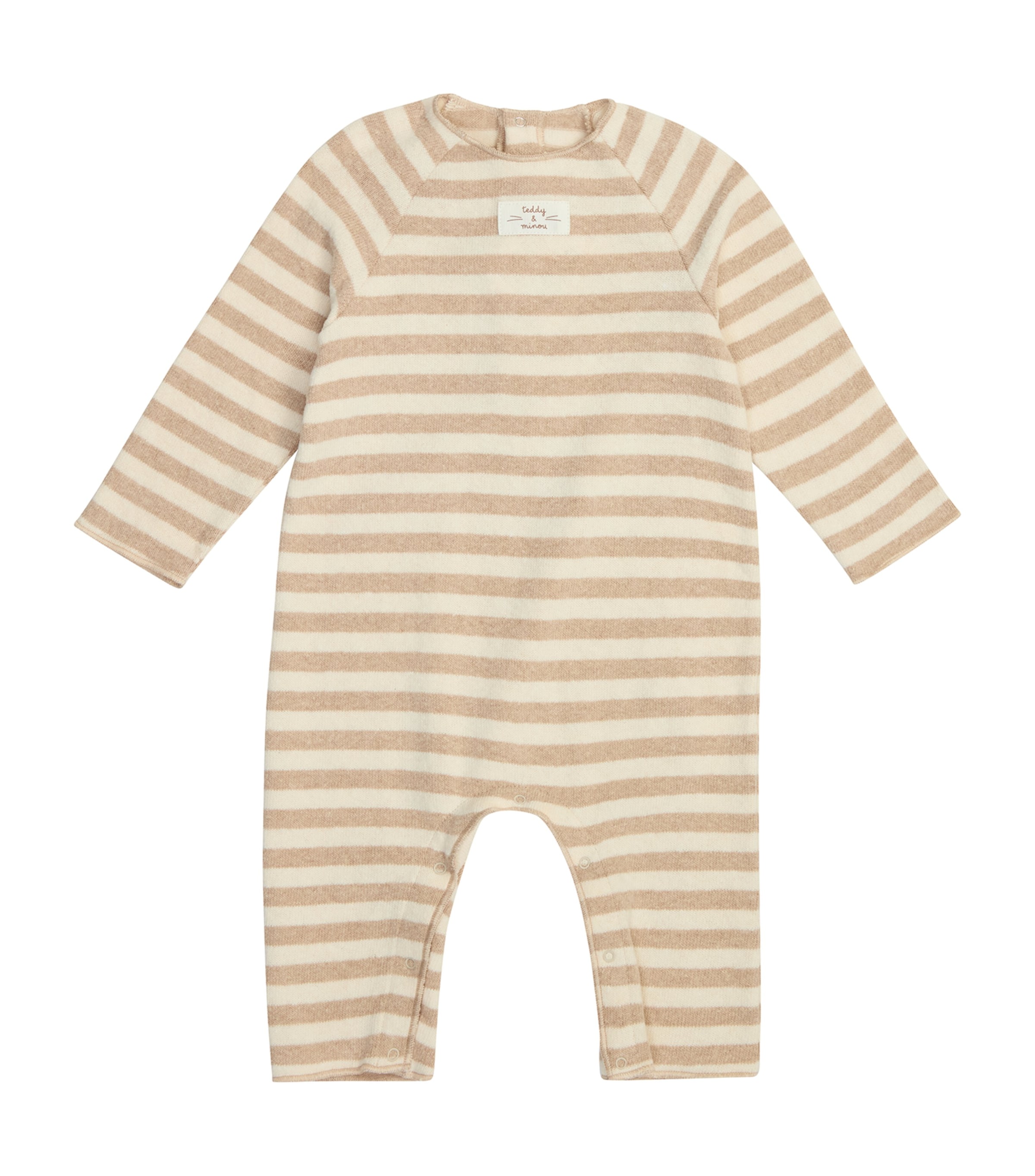 Teddy & Minou Stripe Sleepsuit In Brown