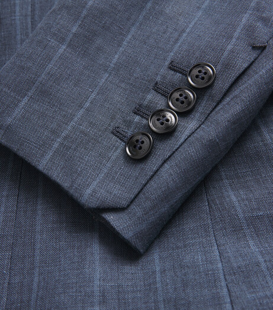 Brett Johnson Mens Wool-Linen-Silk Double-Breasted Blazer Navy Pinstripe Image 5