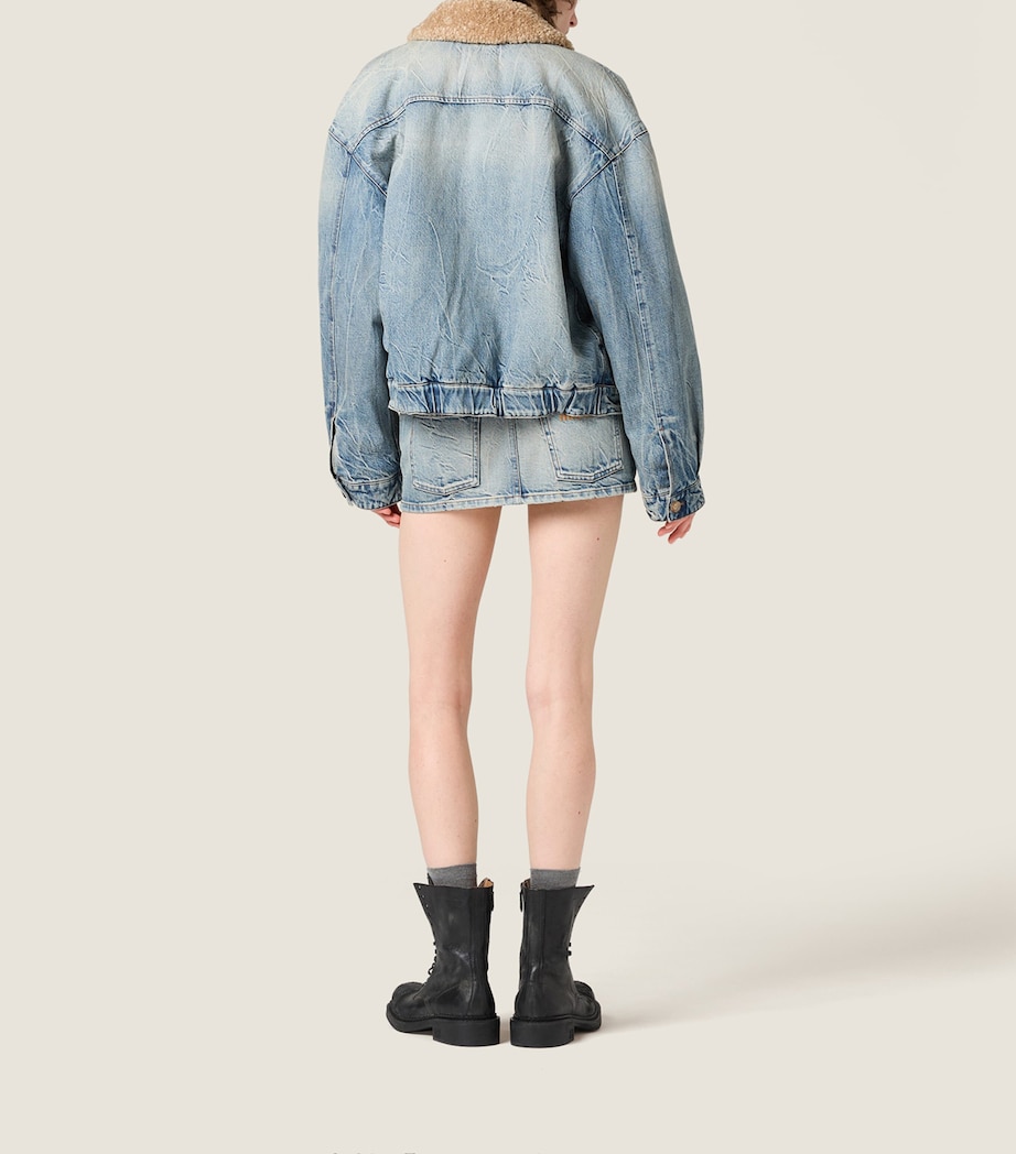 Shearling Denim Jacket F0076 Image 3