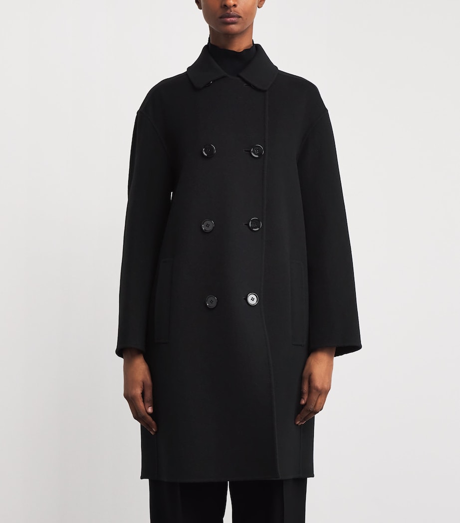 Virgin Wool Double-Breasted Coat BLACK Image 3