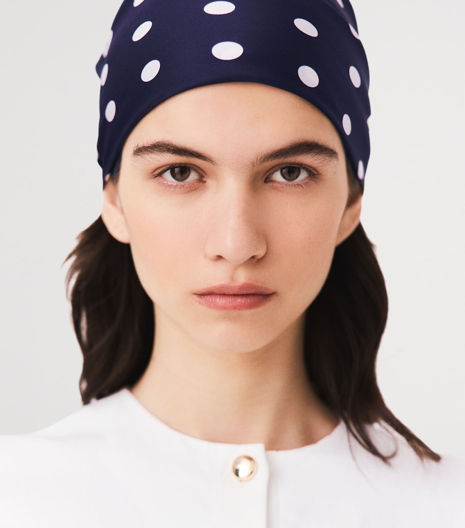 Maje Silk Polka-Dot Scarf Navy Dots Print Image 9