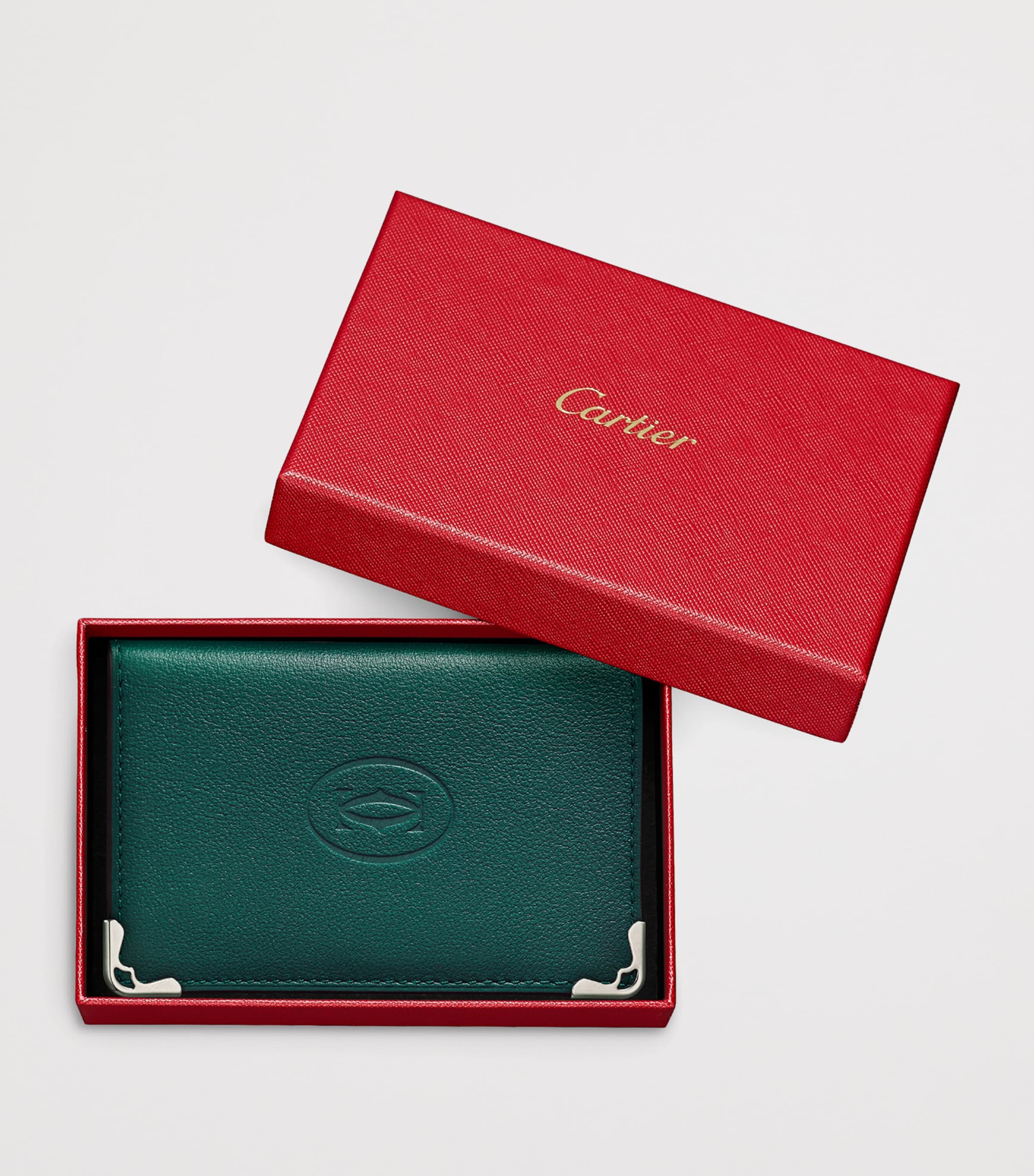 Leather Must de Cartier Bifold Card Holder GREEN Image 6