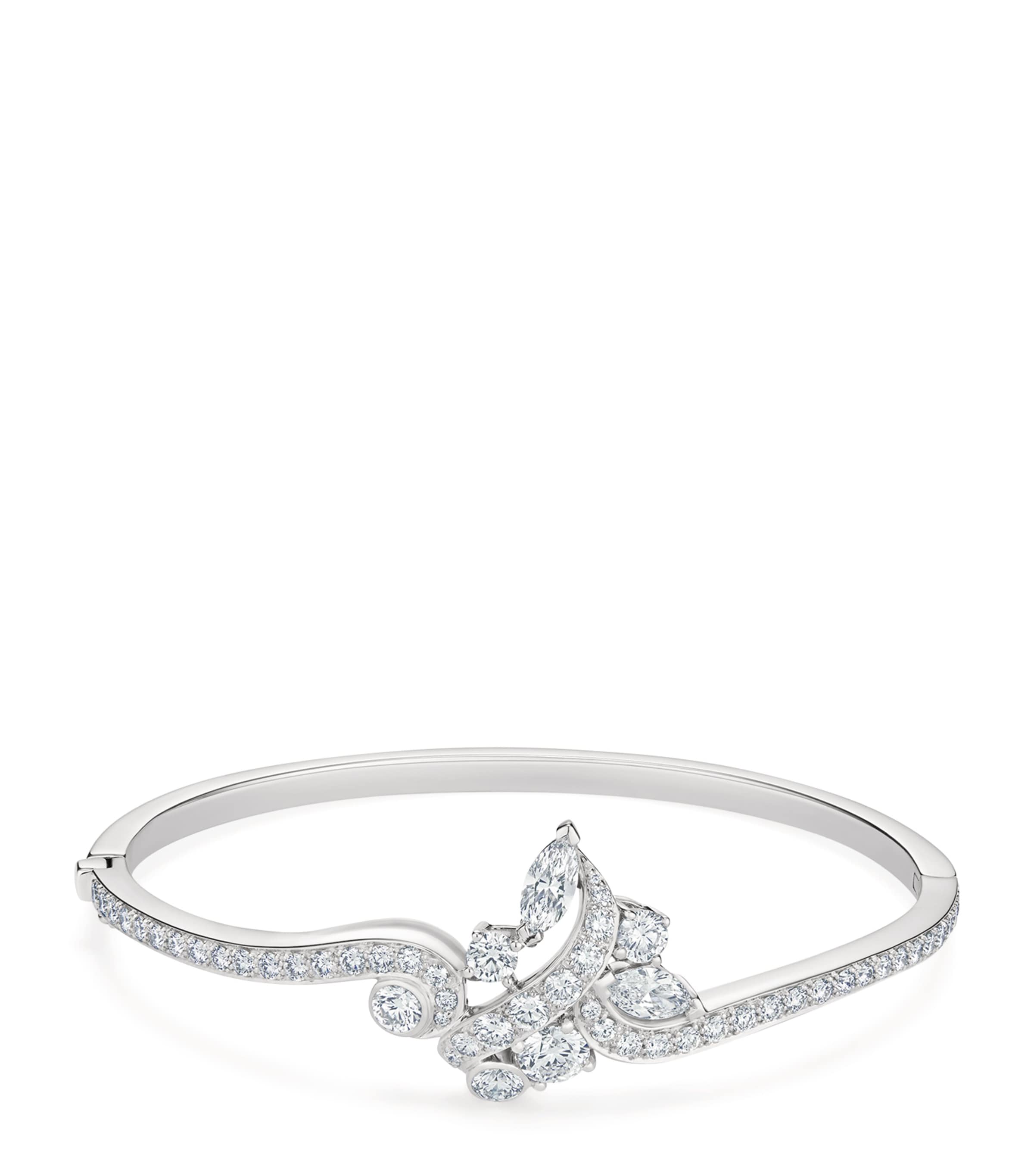 De Beers White Gold And Diamond Adonis Rose Bangle In Silver