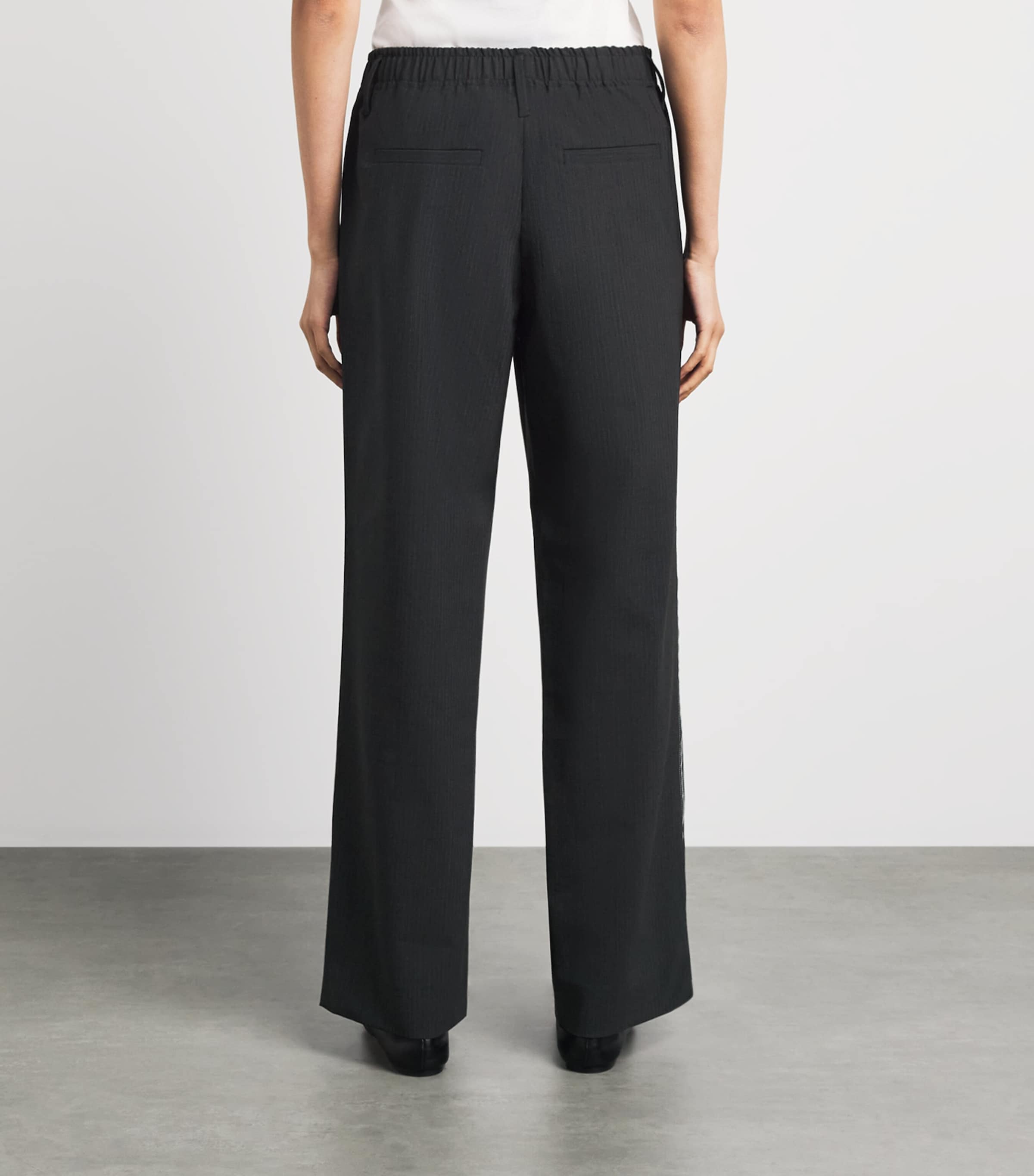 Herskind Womens Pinstripe Davi Wide-Leg Trousers Grey Pinstripe Image 5