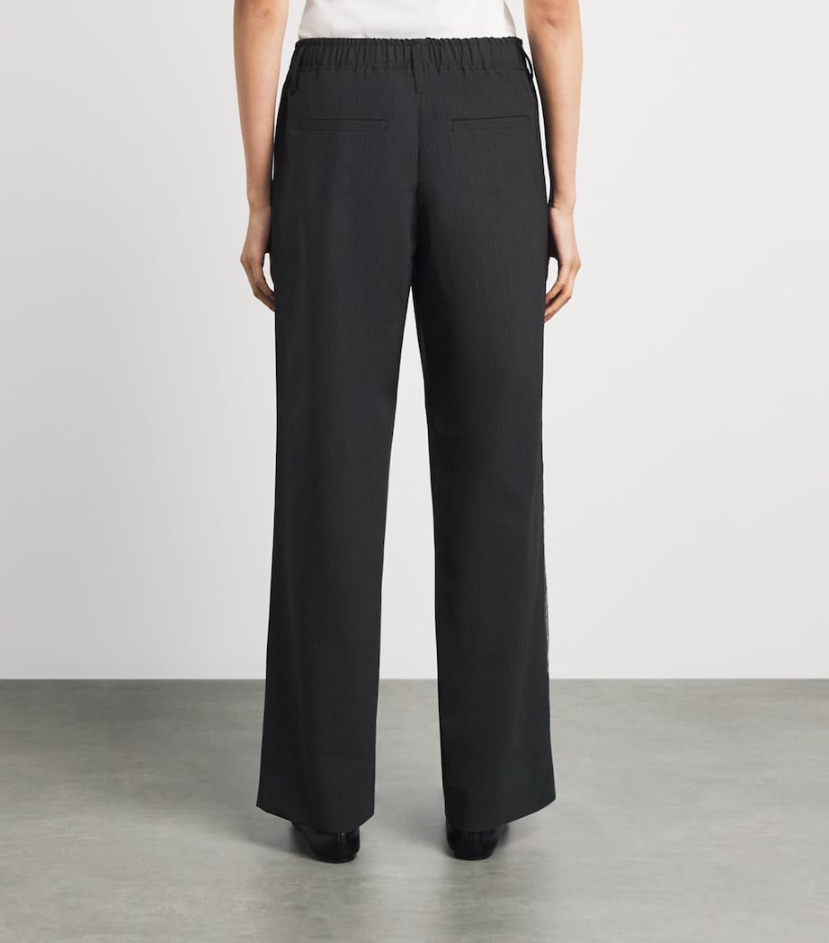 Herskind Womens Pinstripe Davi Wide-Leg Trousers Grey Pinstripe Image 5