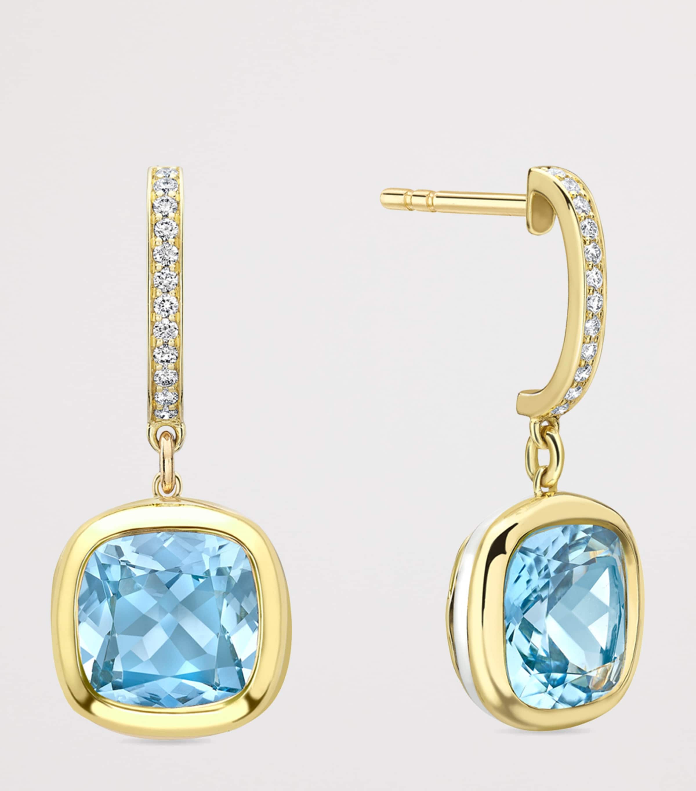 Boodles Yellow Gold, Diamond and Aquamarine Dolce Vita Earrings Yellow Gold Image 3