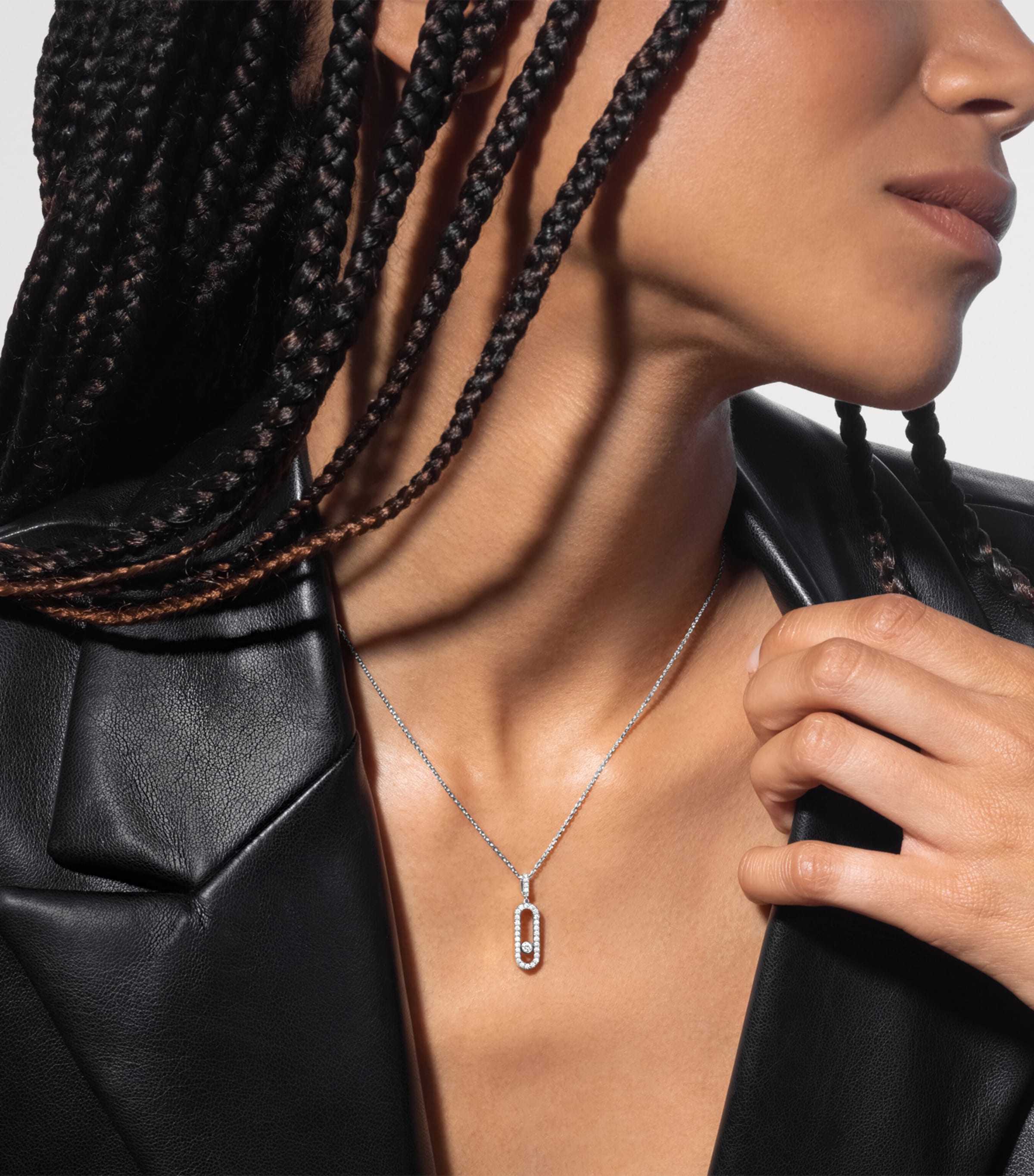 Messika Large Move Uno White Gold and Diamond Pavé Necklace | Harrods US