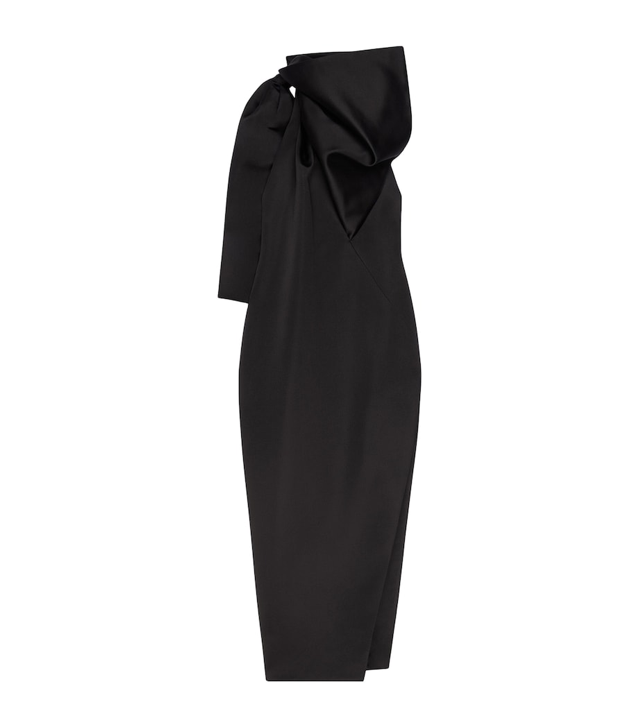 Silk Structured Midi Dress BLACK Image 1