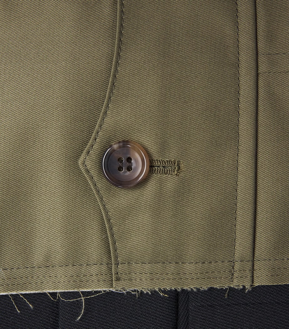 Wool Patchwork Blazer BLACK X KHAKI Image 5