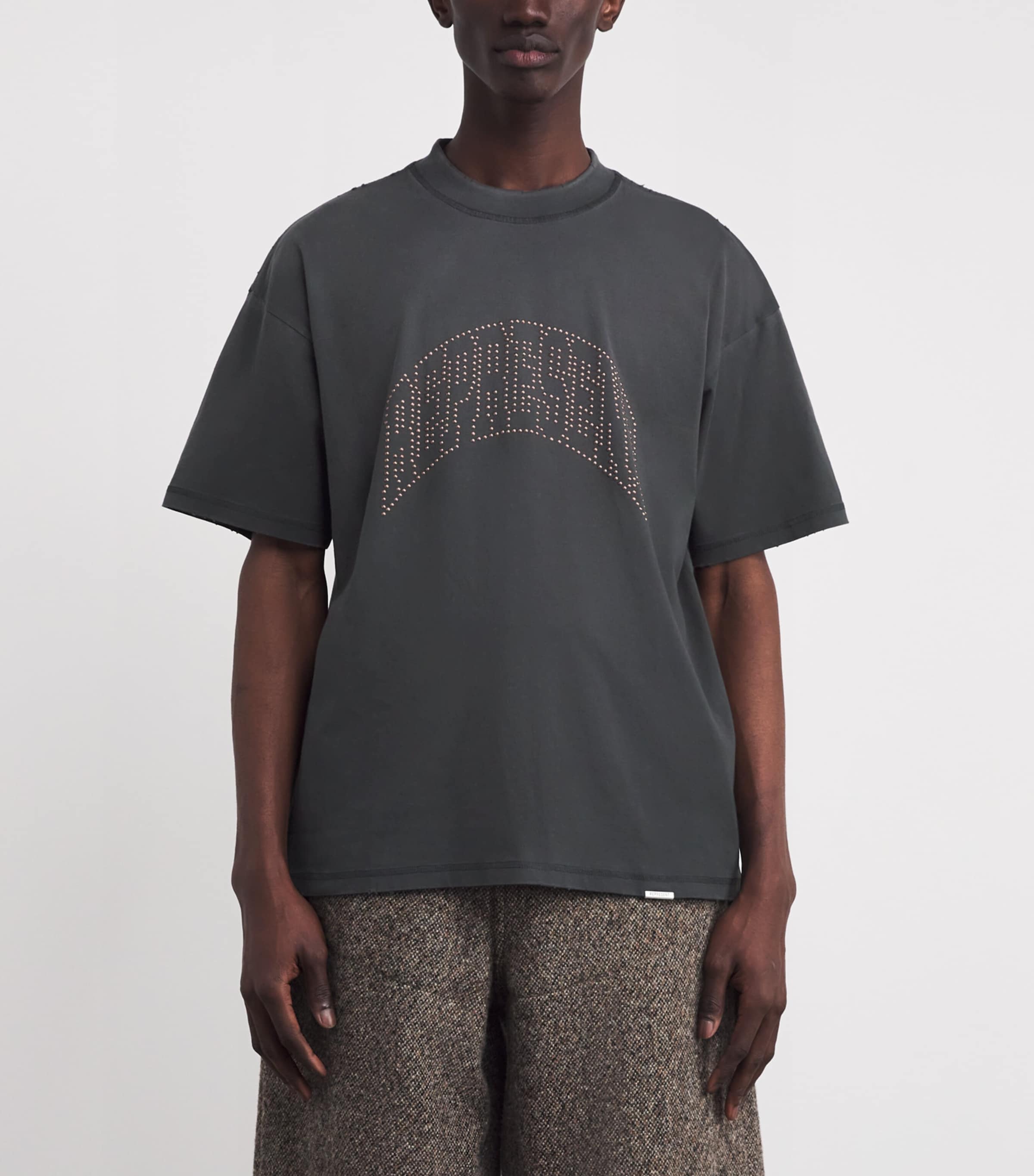 Cotton Embellished Logo T-Shirt STAINED BLACK Image 3