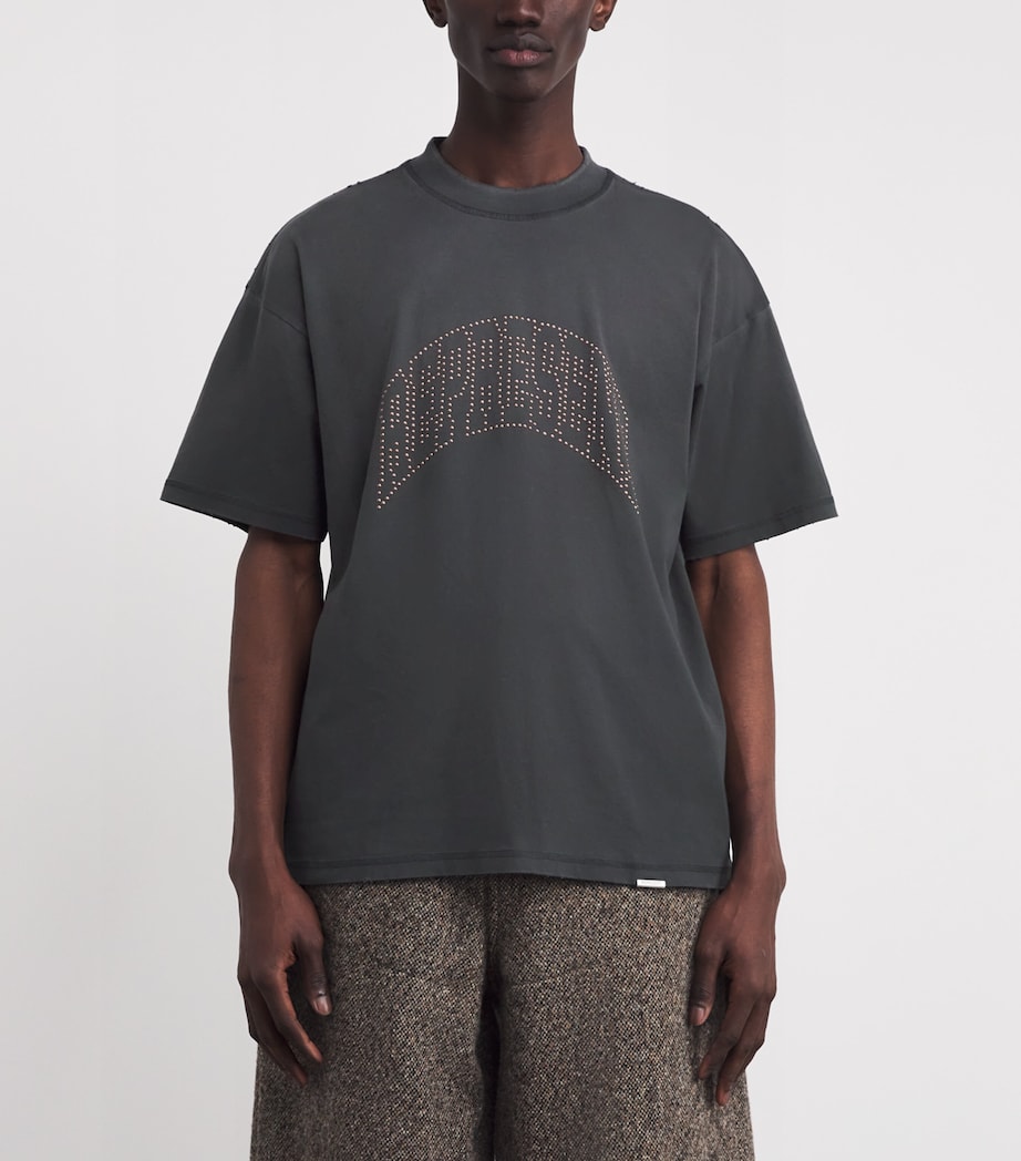 Cotton Embellished Logo T-Shirt STAINED BLACK Image 3