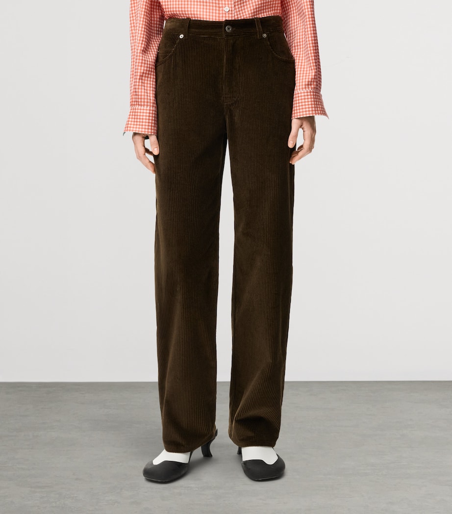 LOEWE Womens Corduroy Straight-Leg Trousers Brown Image 3