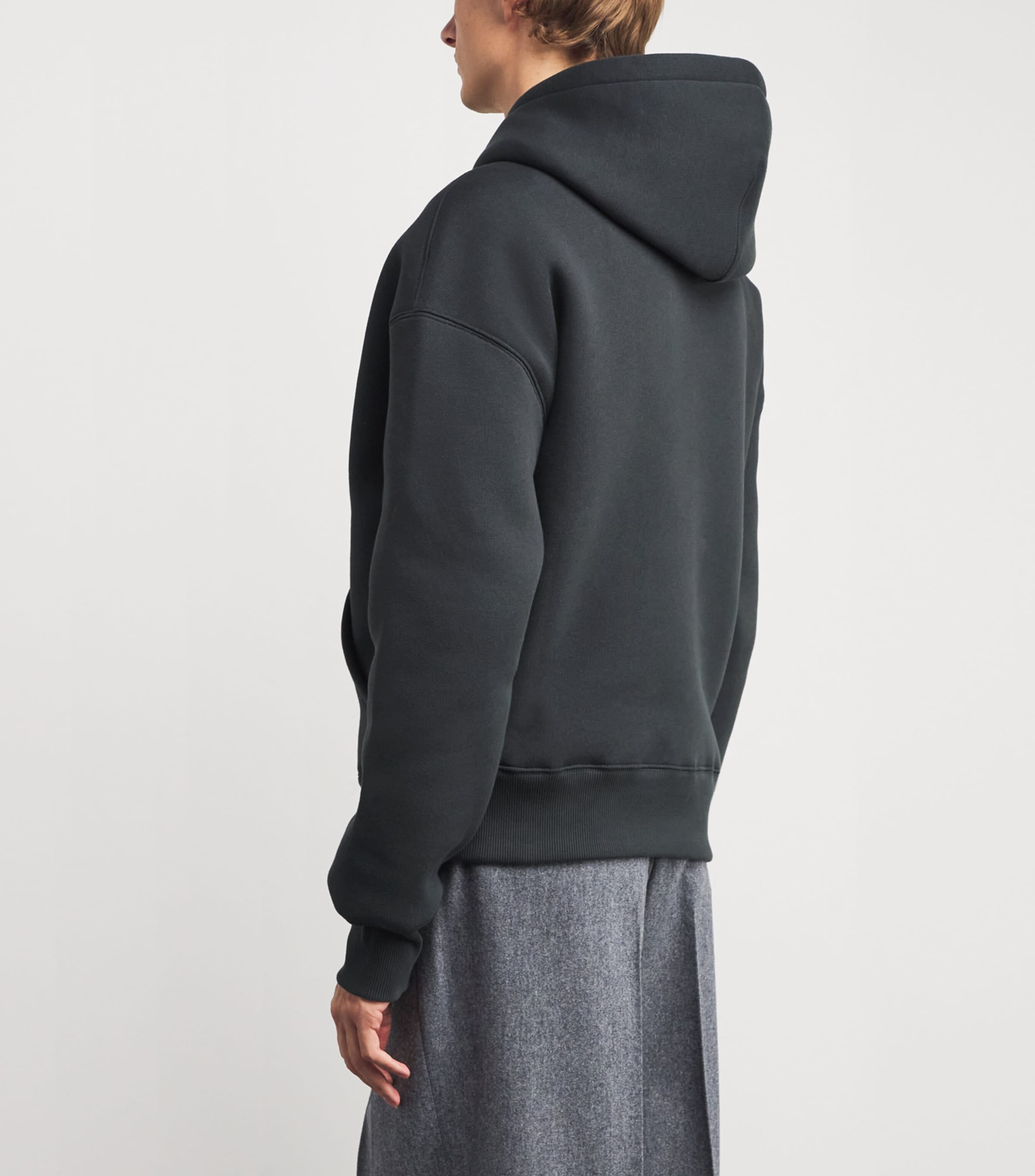 AMI Paris Mens Cotton-Blend Ami de Coeur Hoodie Anthracite Image 4