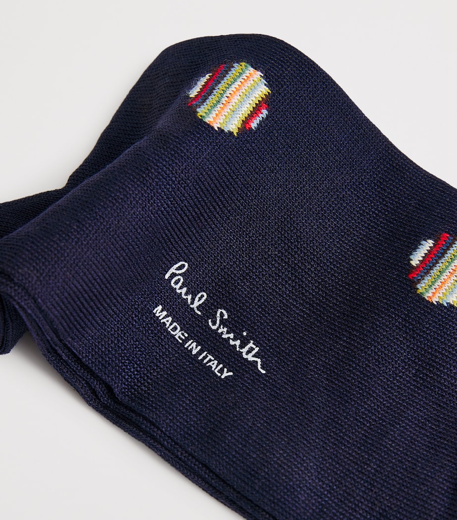 Cotton-Blend Signature Stripe Polka-Dot Socks 47 BLUE Image 2