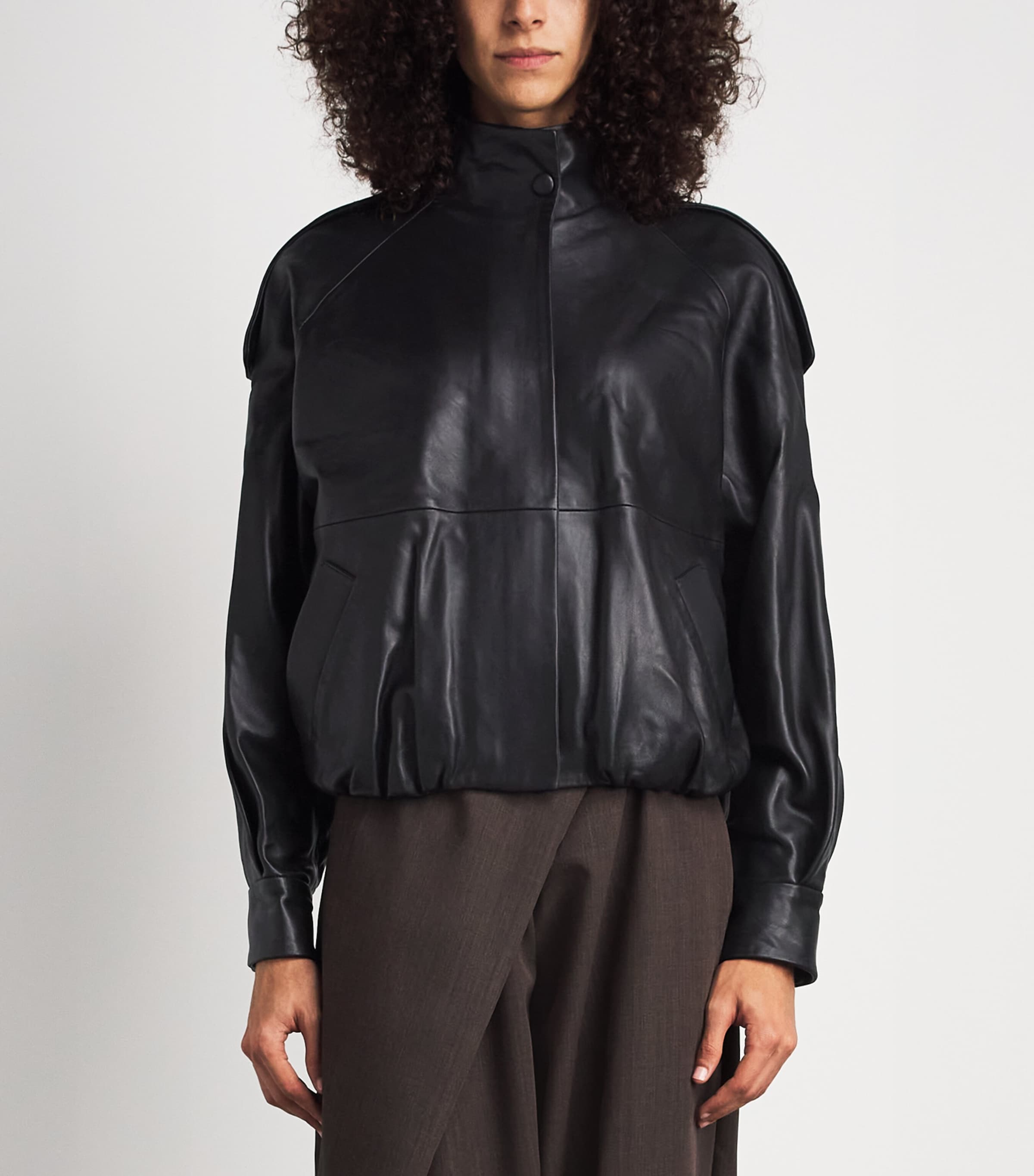 Almada Label Womens Leather Mija Bomber Jacket Black Image 4