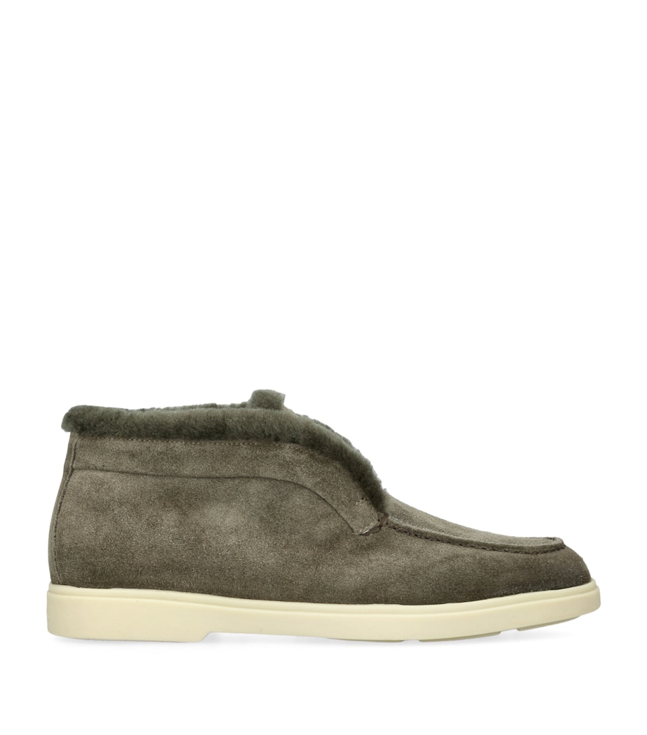 Suede Fur-Trim Fortune Ankle Boots KHAKI Image 1