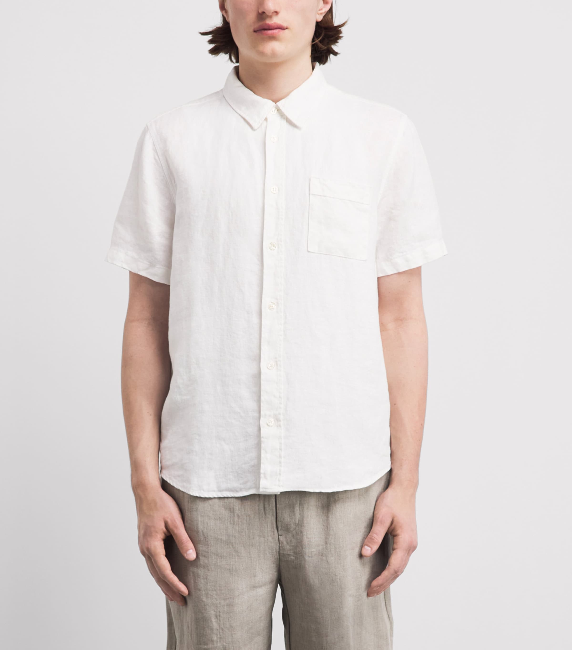 Citizens of Humanity Mens Linen Short-Sleeve Cairo Shirt White Image 4