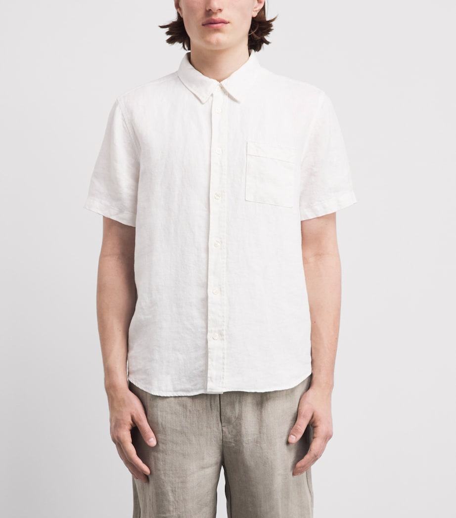 Citizens of Humanity Mens Linen Short-Sleeve Cairo Shirt White Image 4