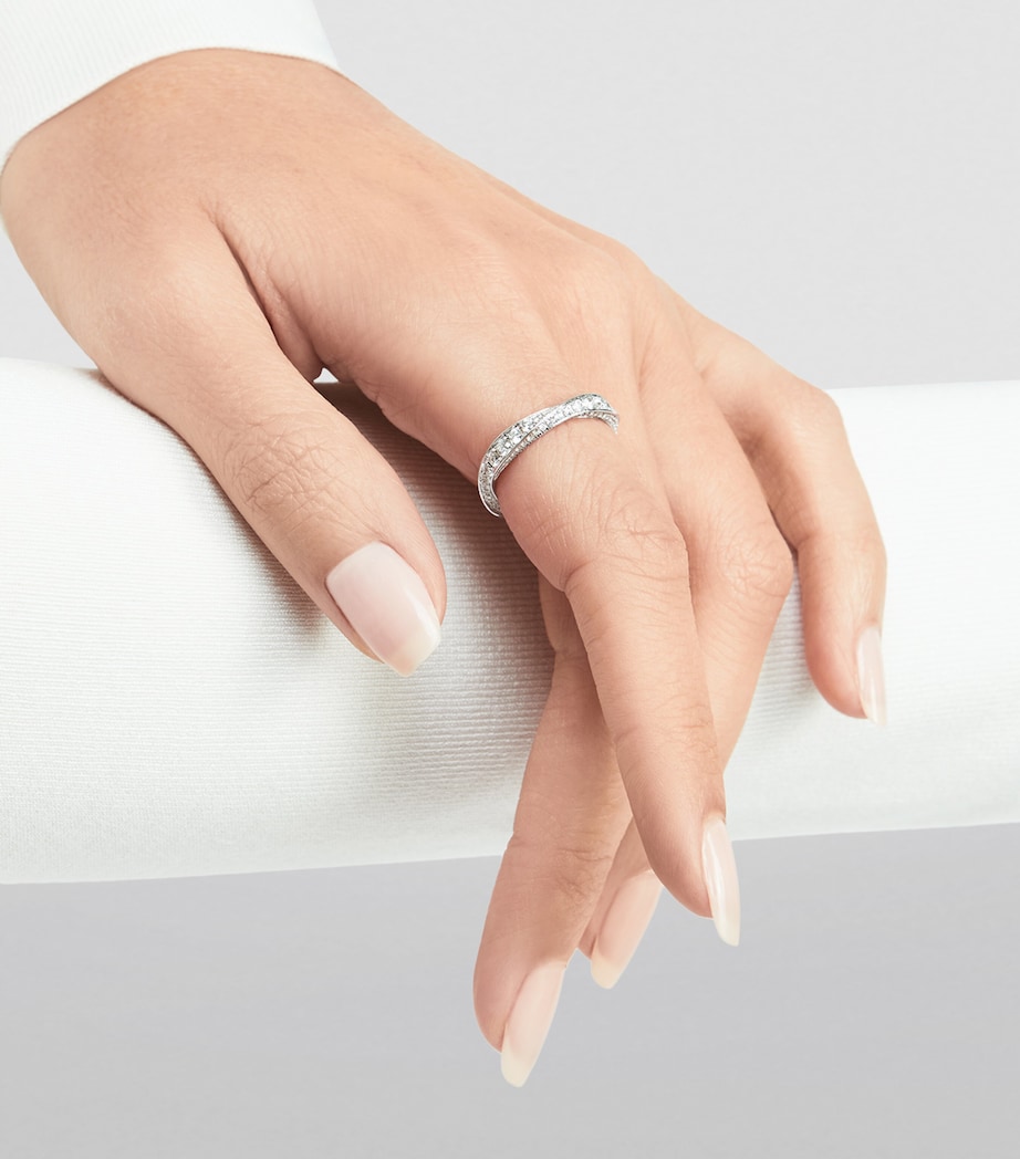 White Gold and Diamond Spiral Ring WHITE GOLD Image 3