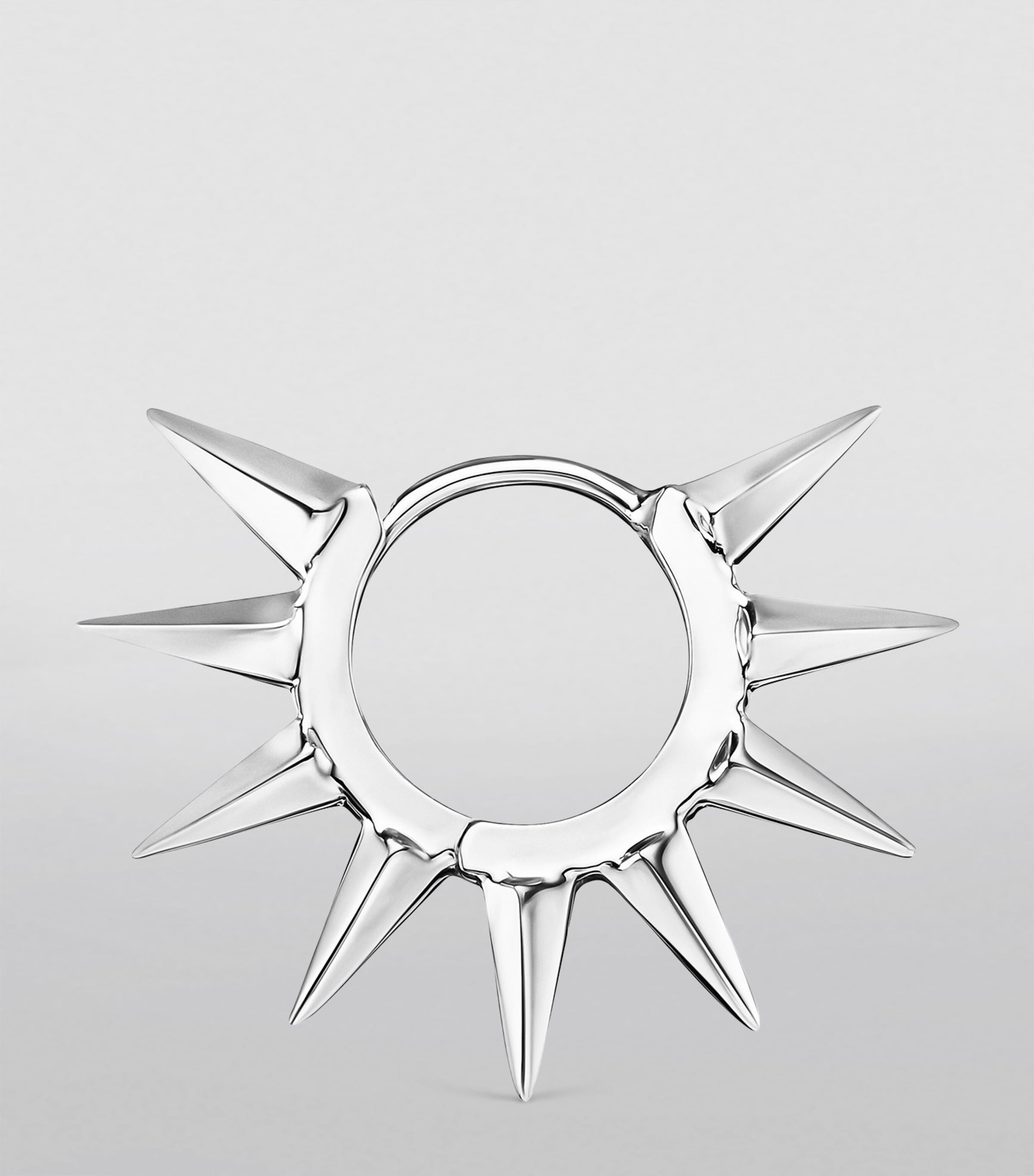 White Gold Metal Mohawk Hoop Earring (6.5mm) WHITE GOLD Image 3