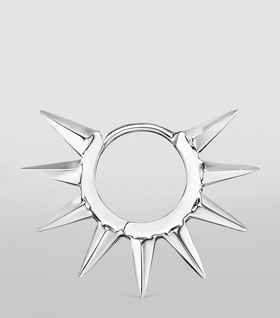 White Gold Metal Mohawk Hoop Earring (6.5mm) WHITE GOLD Image 3