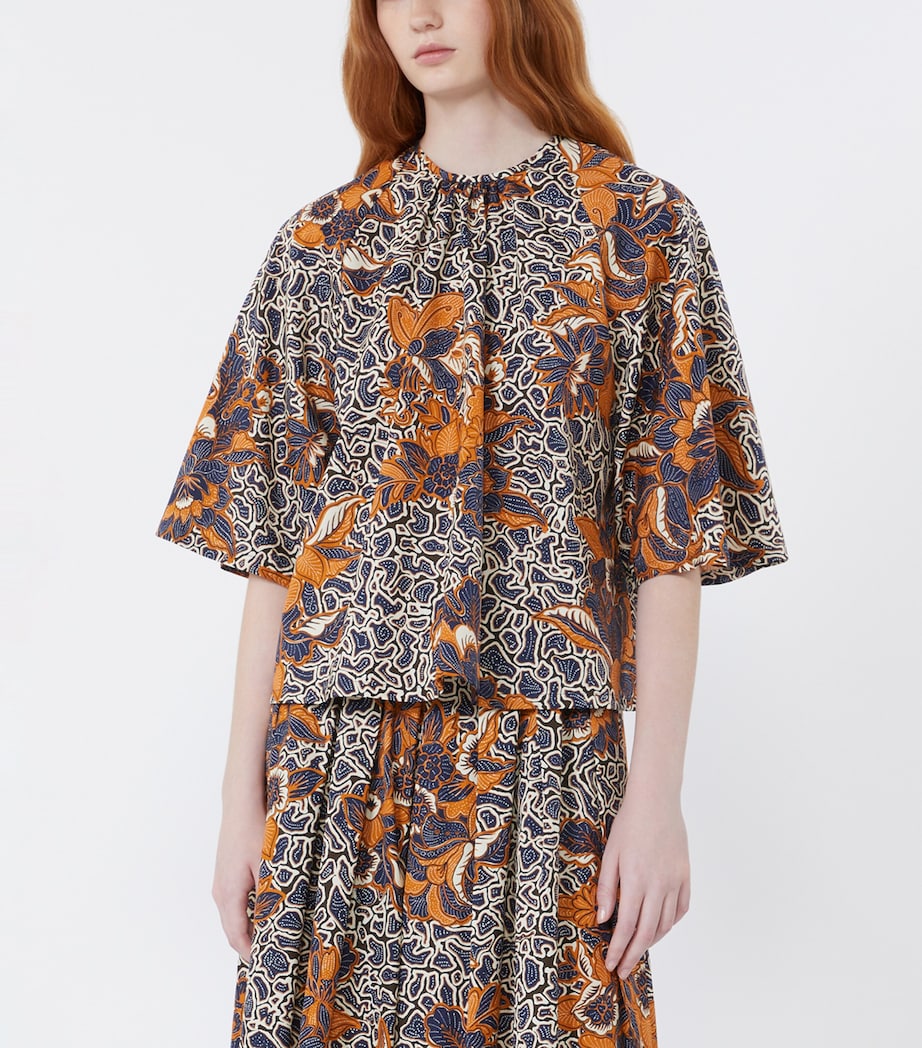 Weekend Max Mara Womens Cotton Floral Blouse Navy Image 3