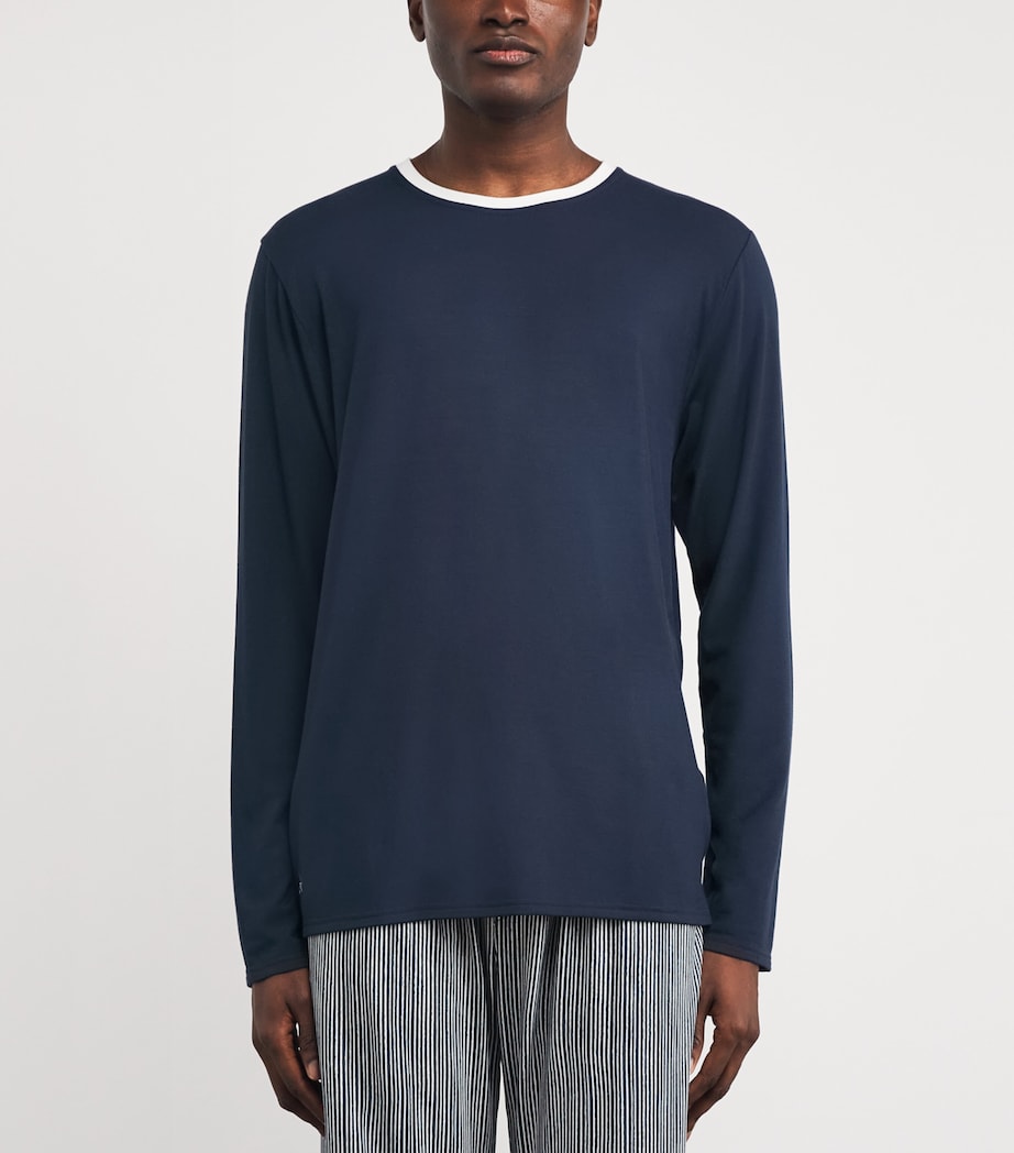 Long-Sleeve Lounge T-Shirt NVY NAVY/ WHITE Image 3