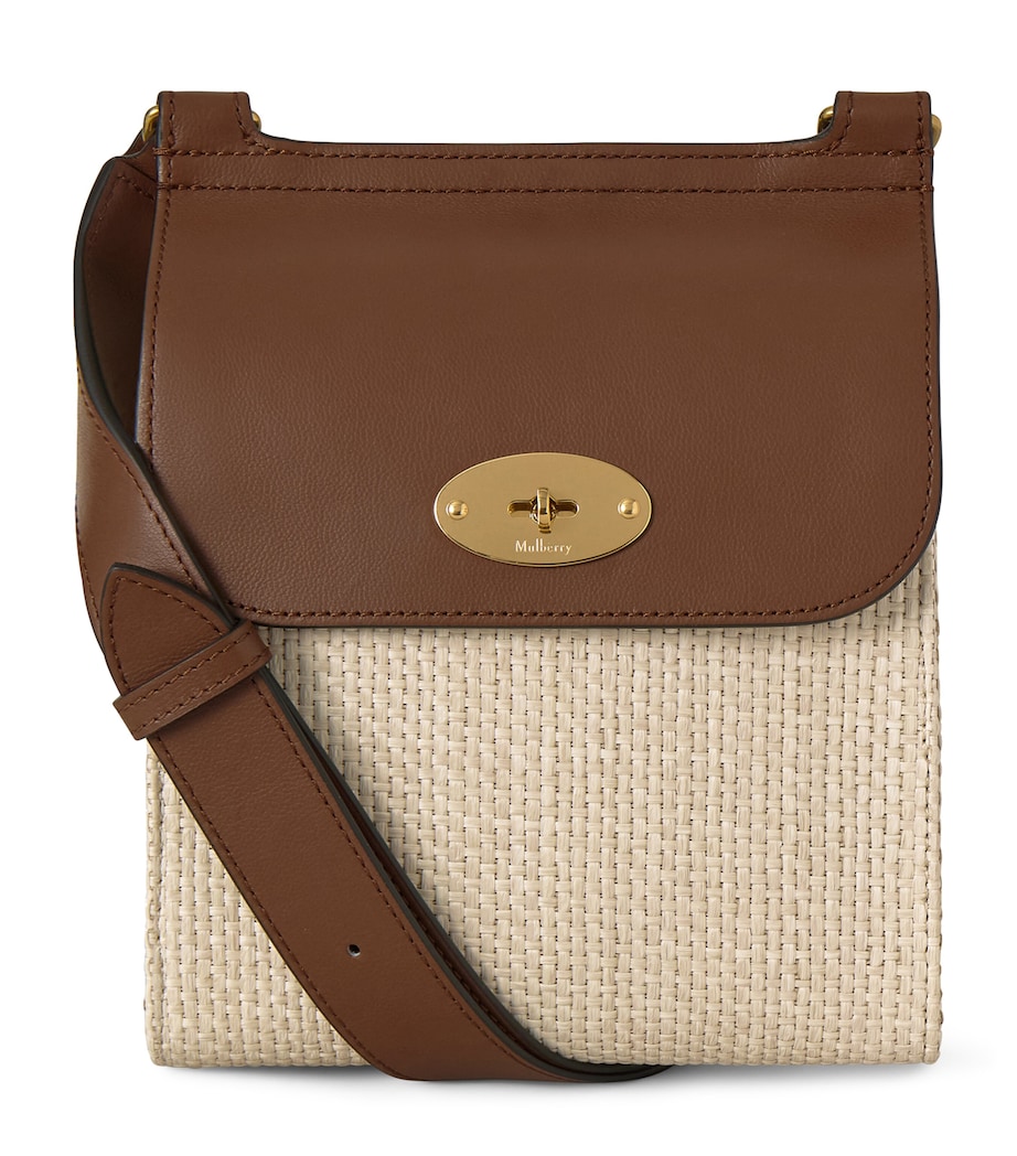 Mulberry Small Raffia Antony Messenger Bag Ecru & Bright Oak Image 1