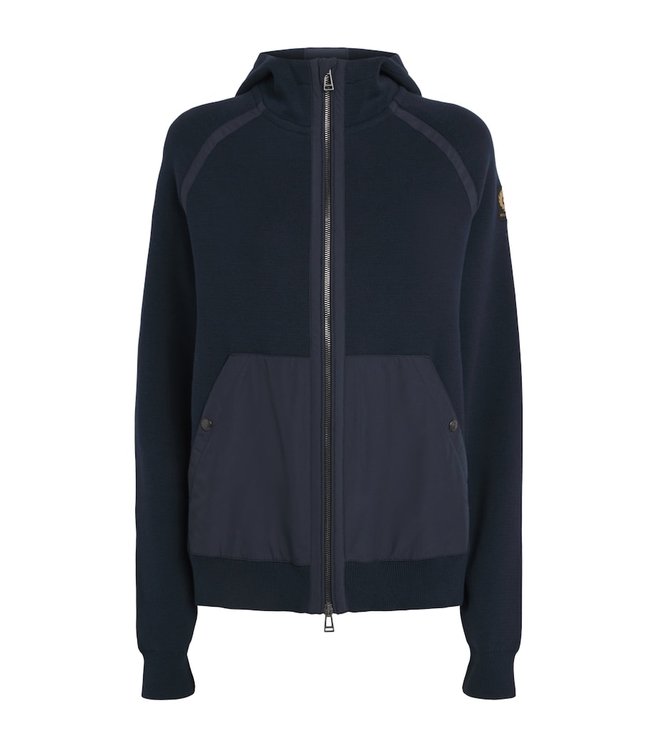 Belstaff Mens Cotton Hooded Zip-Up Cardigan Dark Inkdkink Image 1
