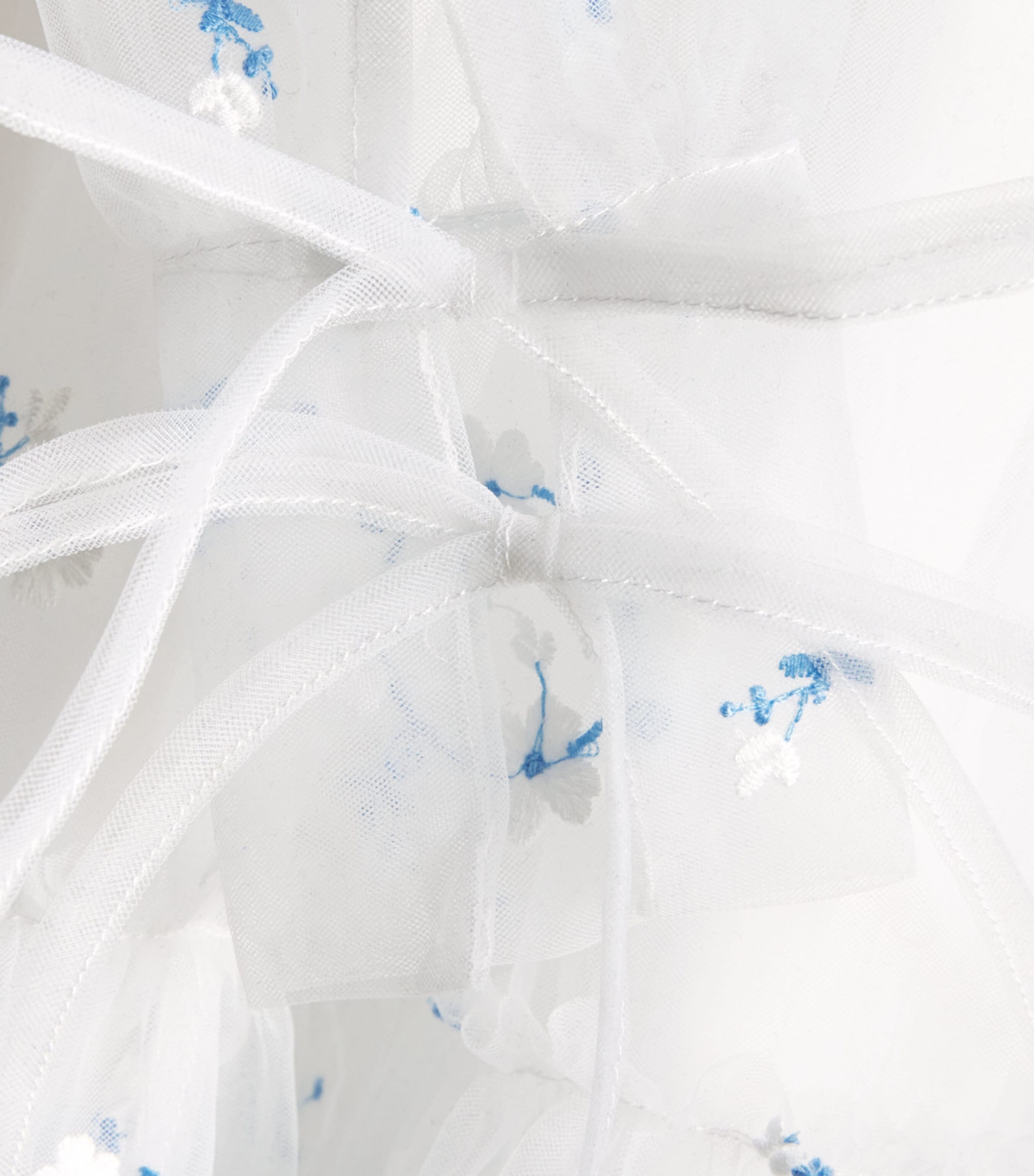 Tulle Embroidered Daisy Dress (4-16 Years) WHITE/ BLUE Image 3