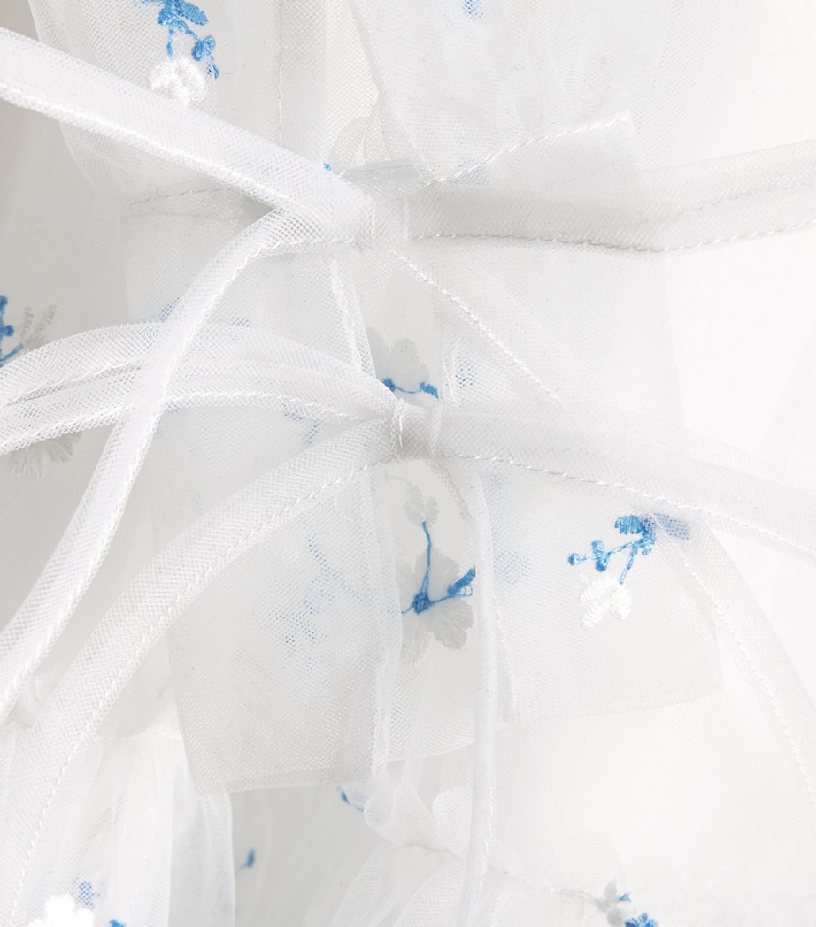 Tulle Embroidered Daisy Dress (4-16 Years) WHITE/ BLUE Image 3