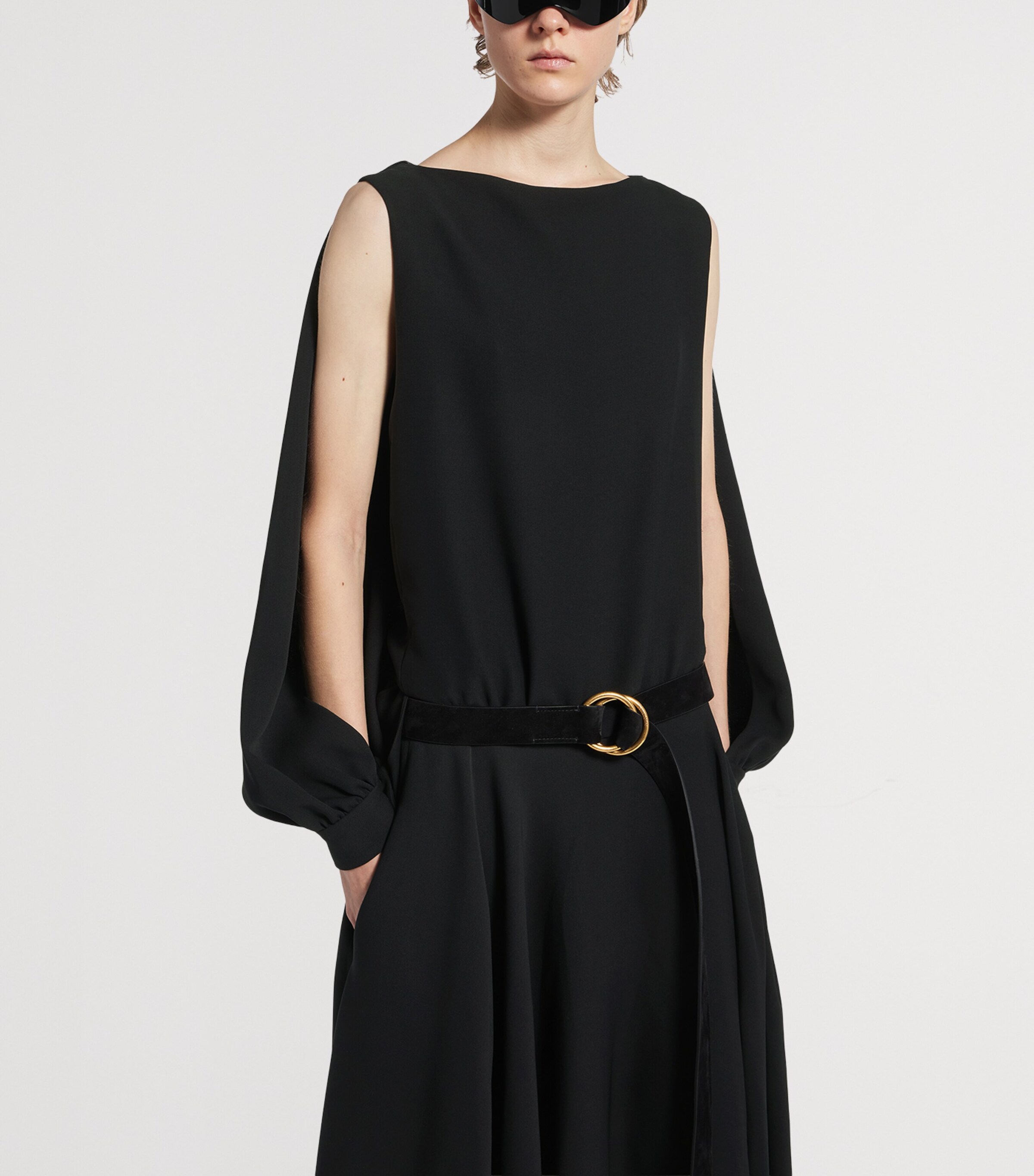 Balenciaga Womens Silk-Wool Balloon Maxi Dress Image 5
