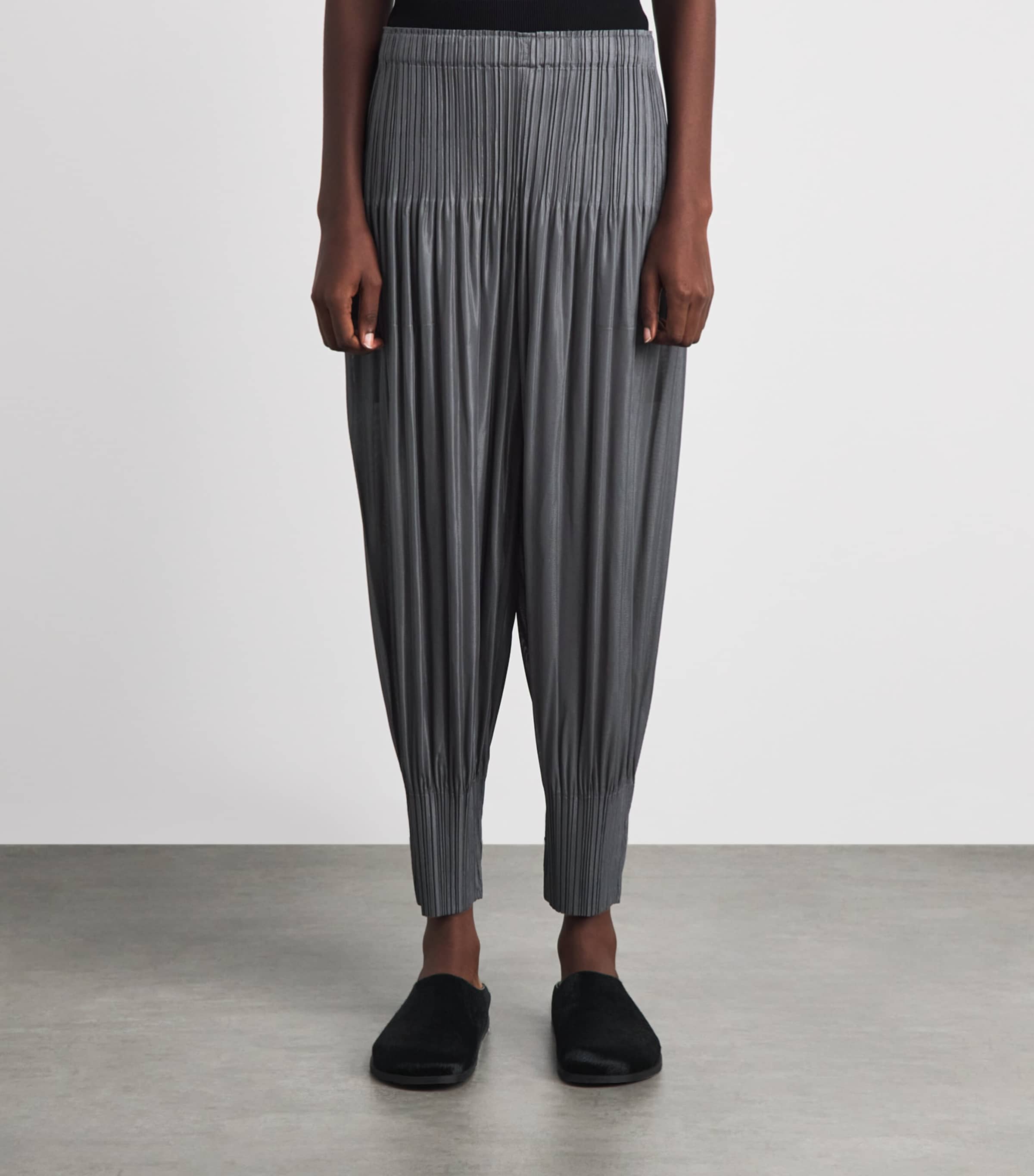 Pleats Please Issey Miyake Womens Fluffy Basics Tapered Trousers Grey Image 4