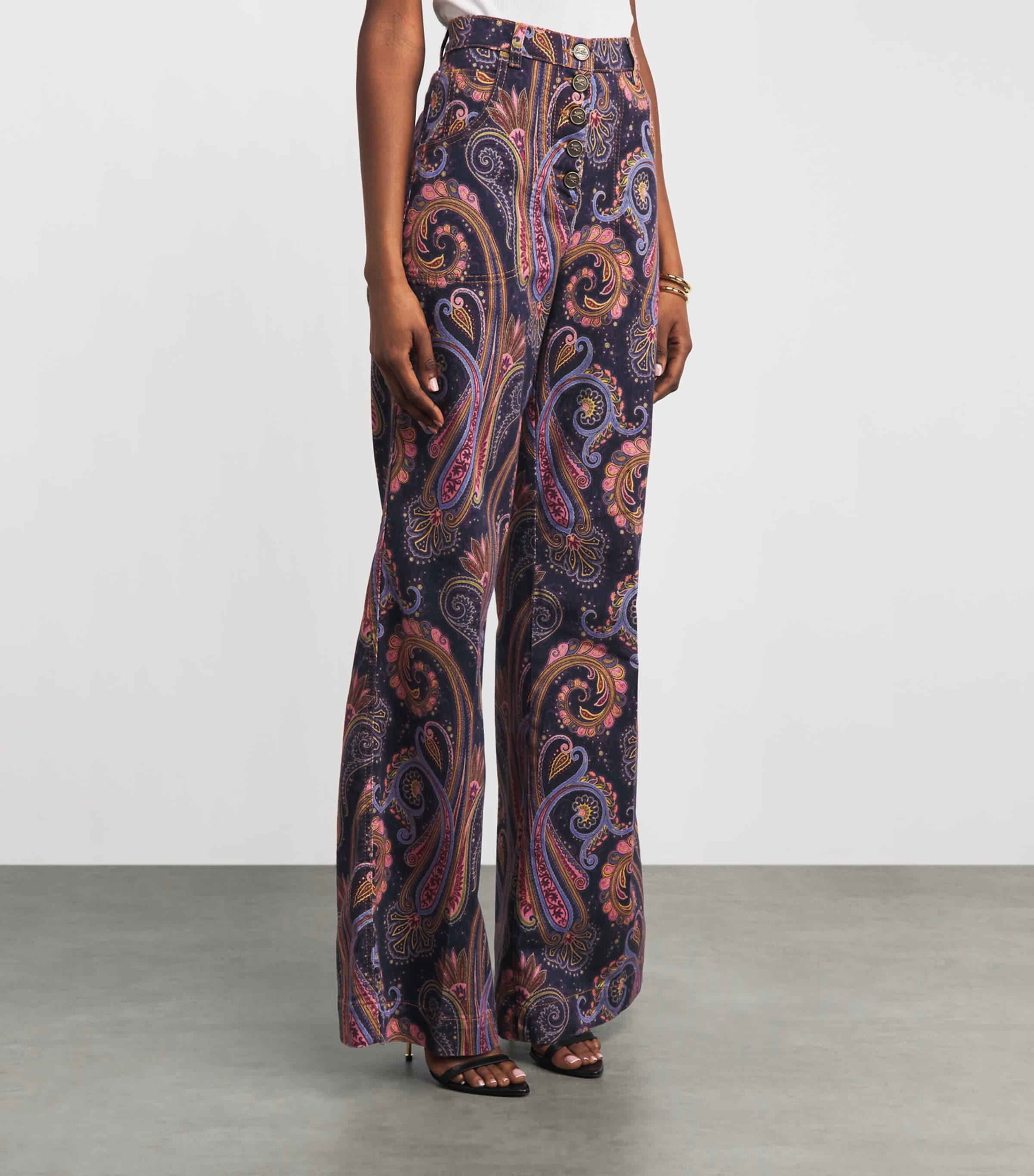 Etro Womens Paisley Flared Jeans Print/blue Bs Image 4