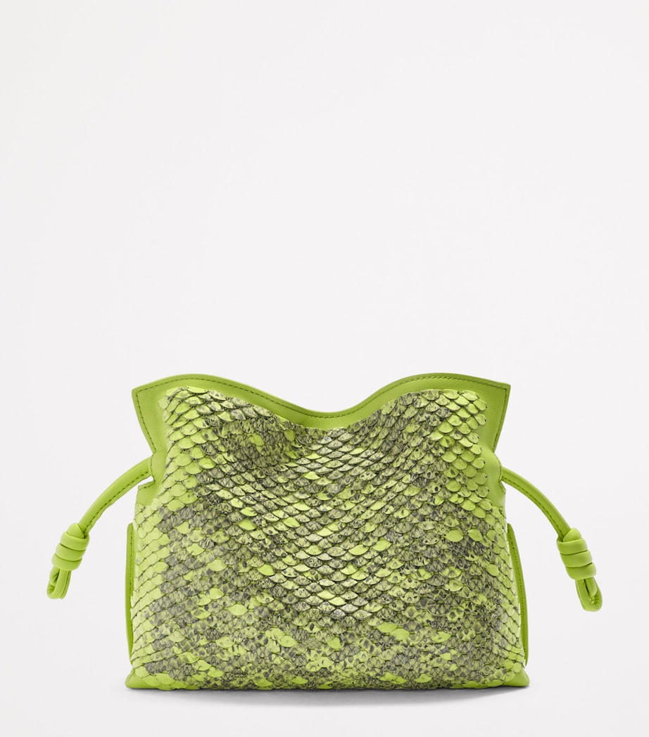 Mini Snakeskin Scales Flamenco Clutch GREEN BEAN Image 3