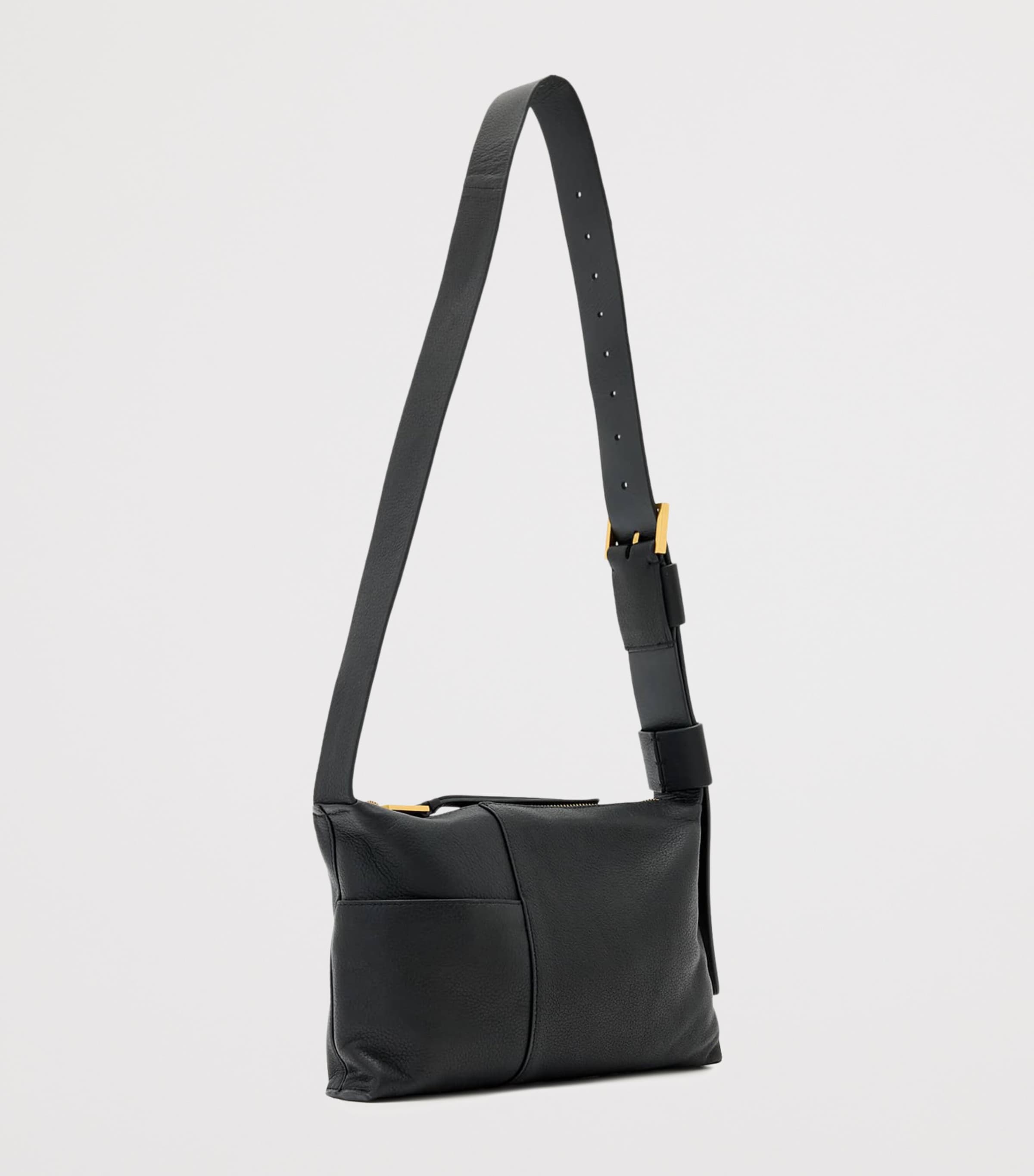 AllSaints Small Leather Alba Cross-Body Bag Black Image 6