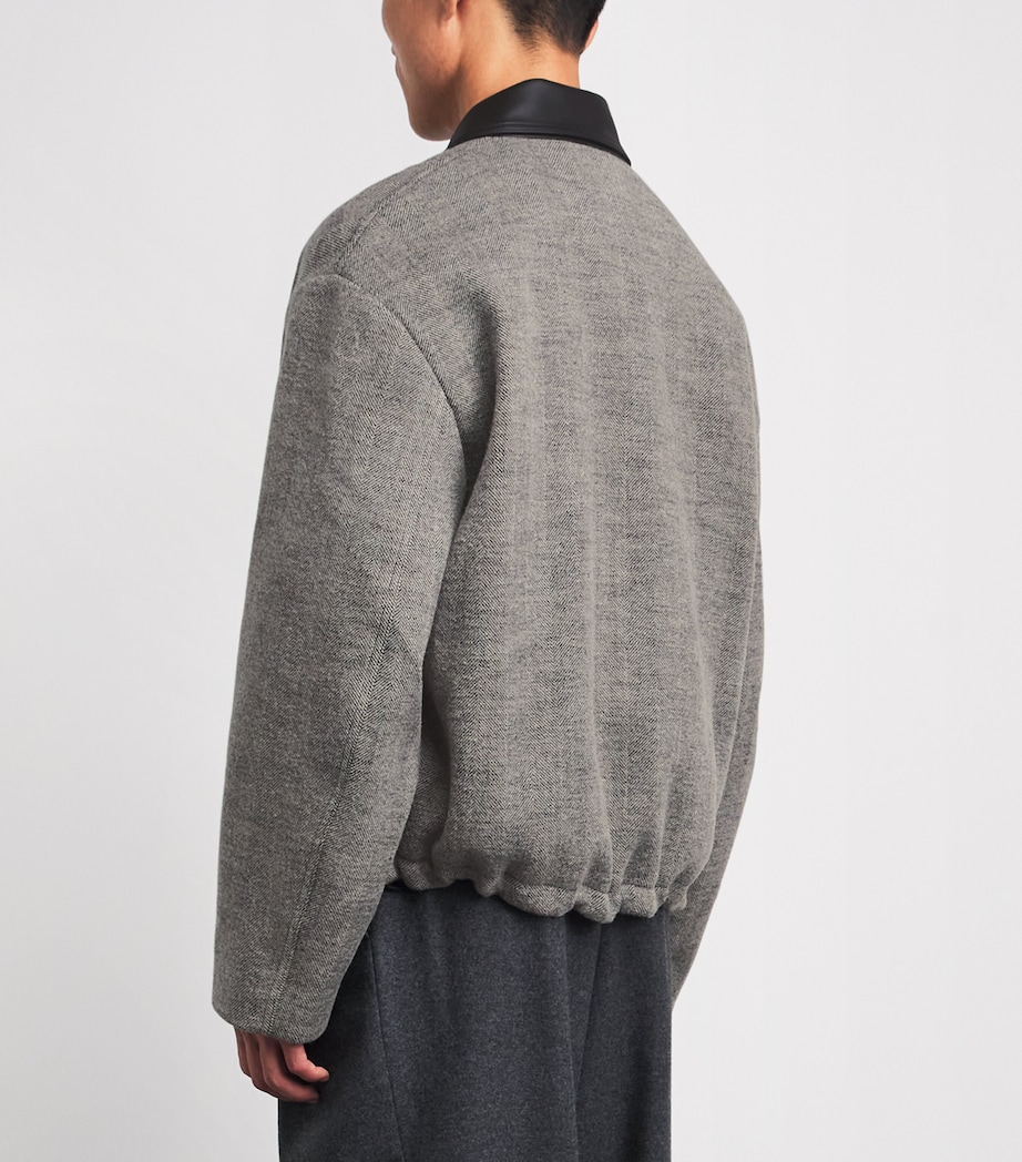 Studio Nicholson Mens Wool-Blend Howth Bomber Jacket Black / White Image 5