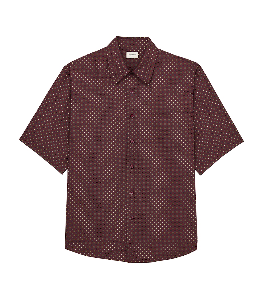 Saint Laurent Mens Silk Hexagonal-Pattern Shirt Image 1