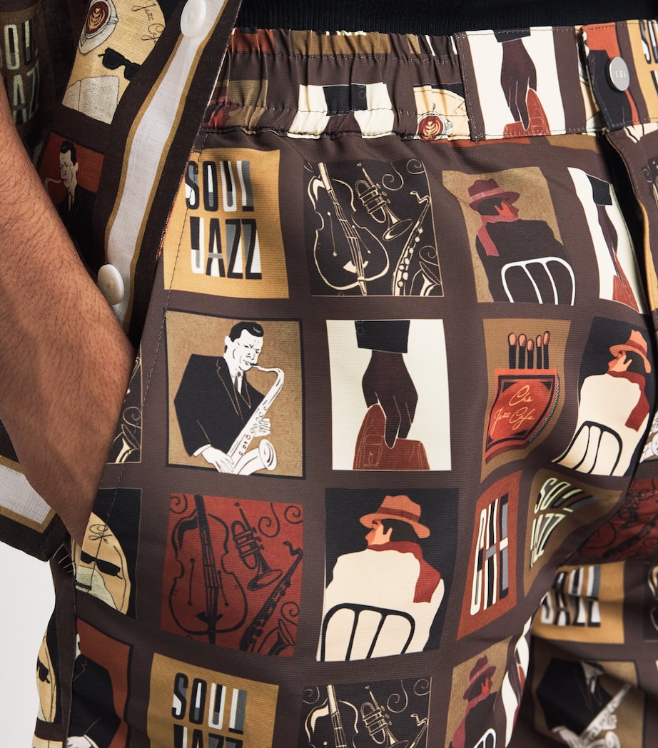 CHÉ Mens Printed Wilson Swim Shorts Chocolate Brown Image 3