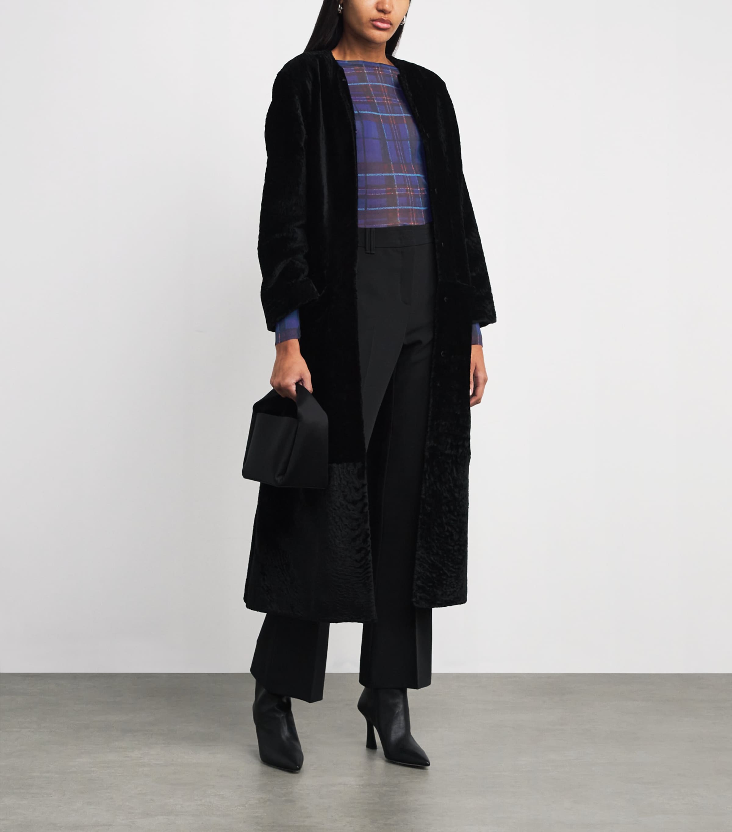 Long-Sleeve Sheer Check Top CORNFLOWER BLUE Image 2