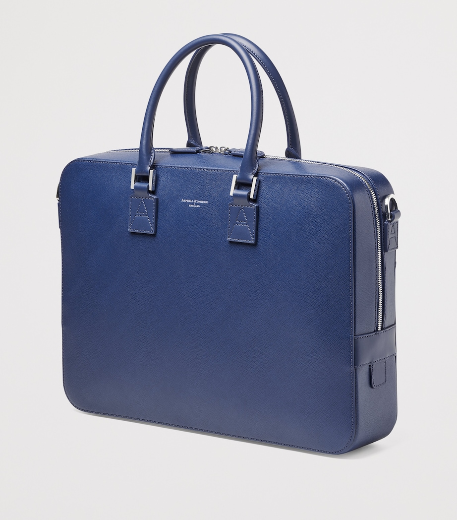 Aspinal Of London Mens Leather Mount Street Laptop Briefcase Bag Caspianblue Image 4