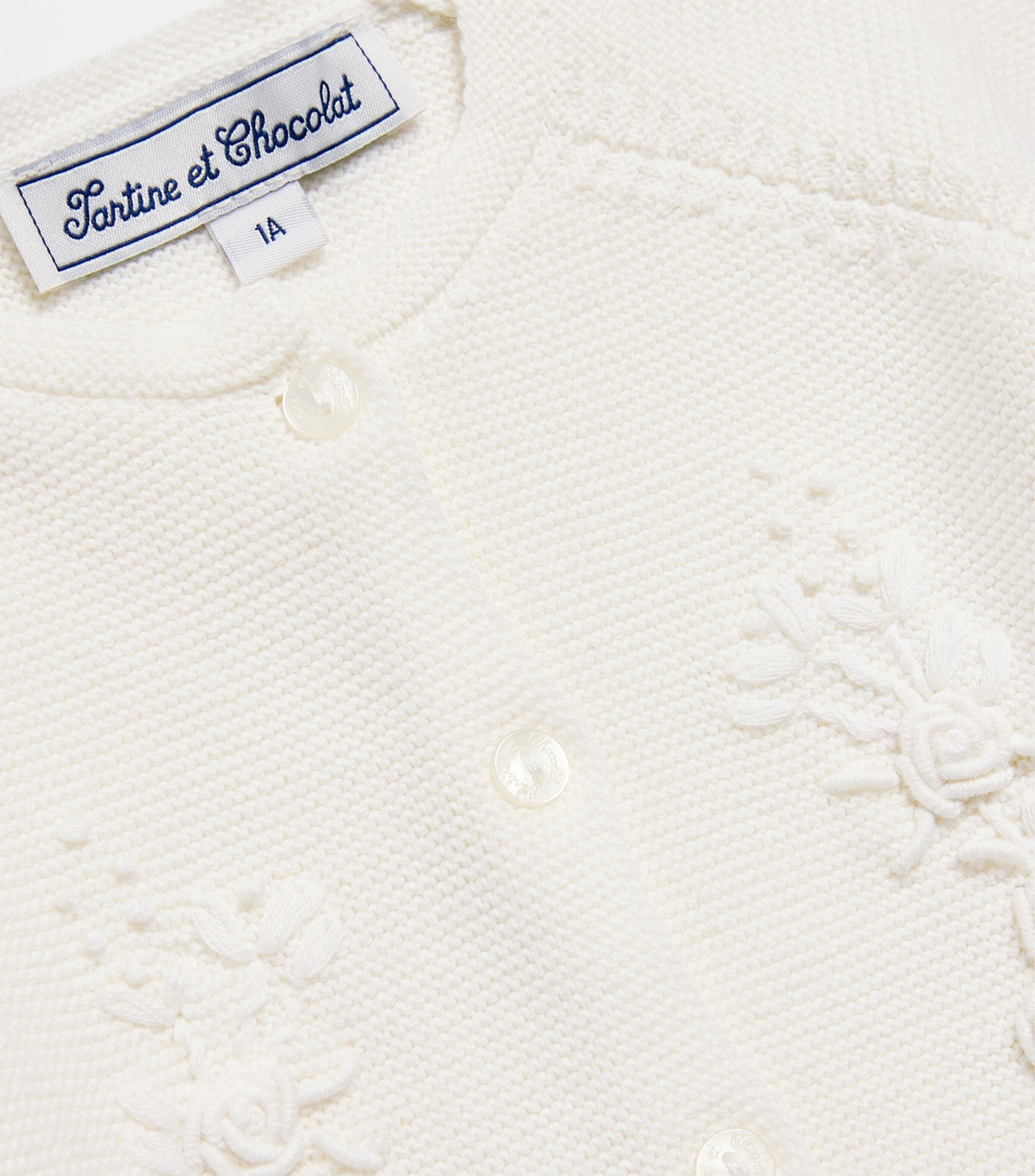 Tartine et Chocolat Cotton Embroidered Cardigan (3 Months-4 Years) Blanc Image 3