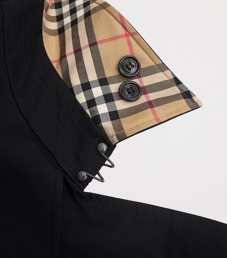 Cotton Kensington Short Trench Coat BLACK Image 6