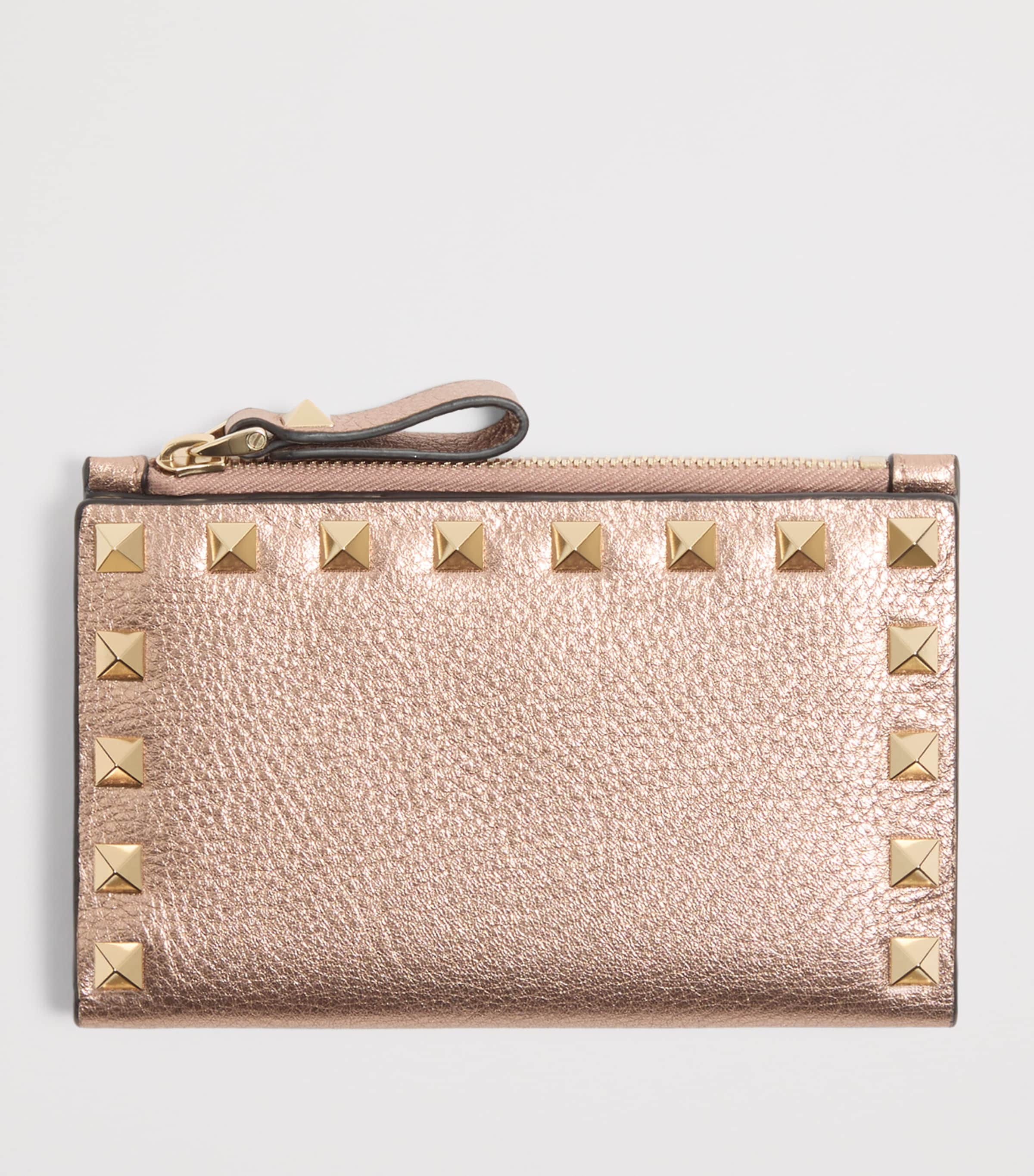 Valentino Garavani Calfskin Rockstud-Detail Card Holder Image 2