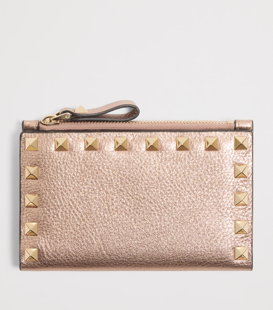 Valentino Garavani Calfskin Rockstud-Detail Card Holder Image 2