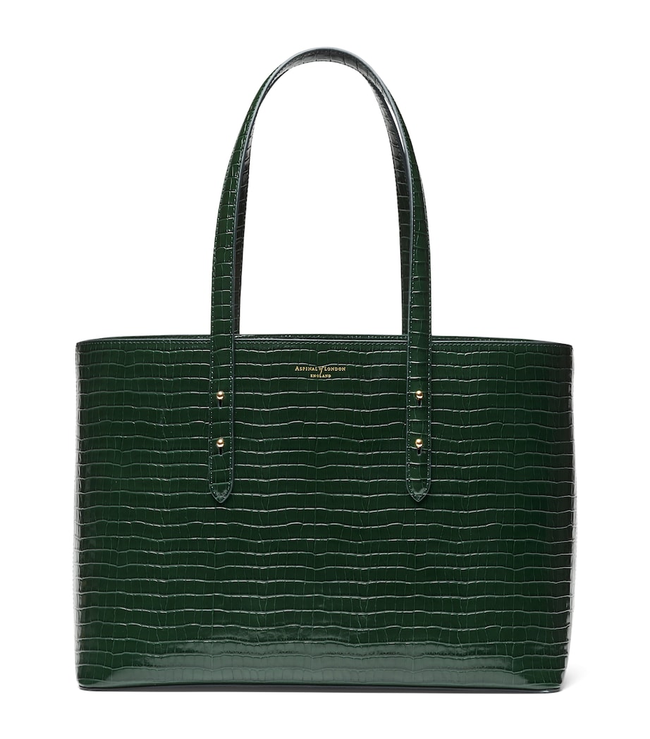 Aspinal Of London Leather Croc-Embossed Regent Tote Bag Evergreen Image 1